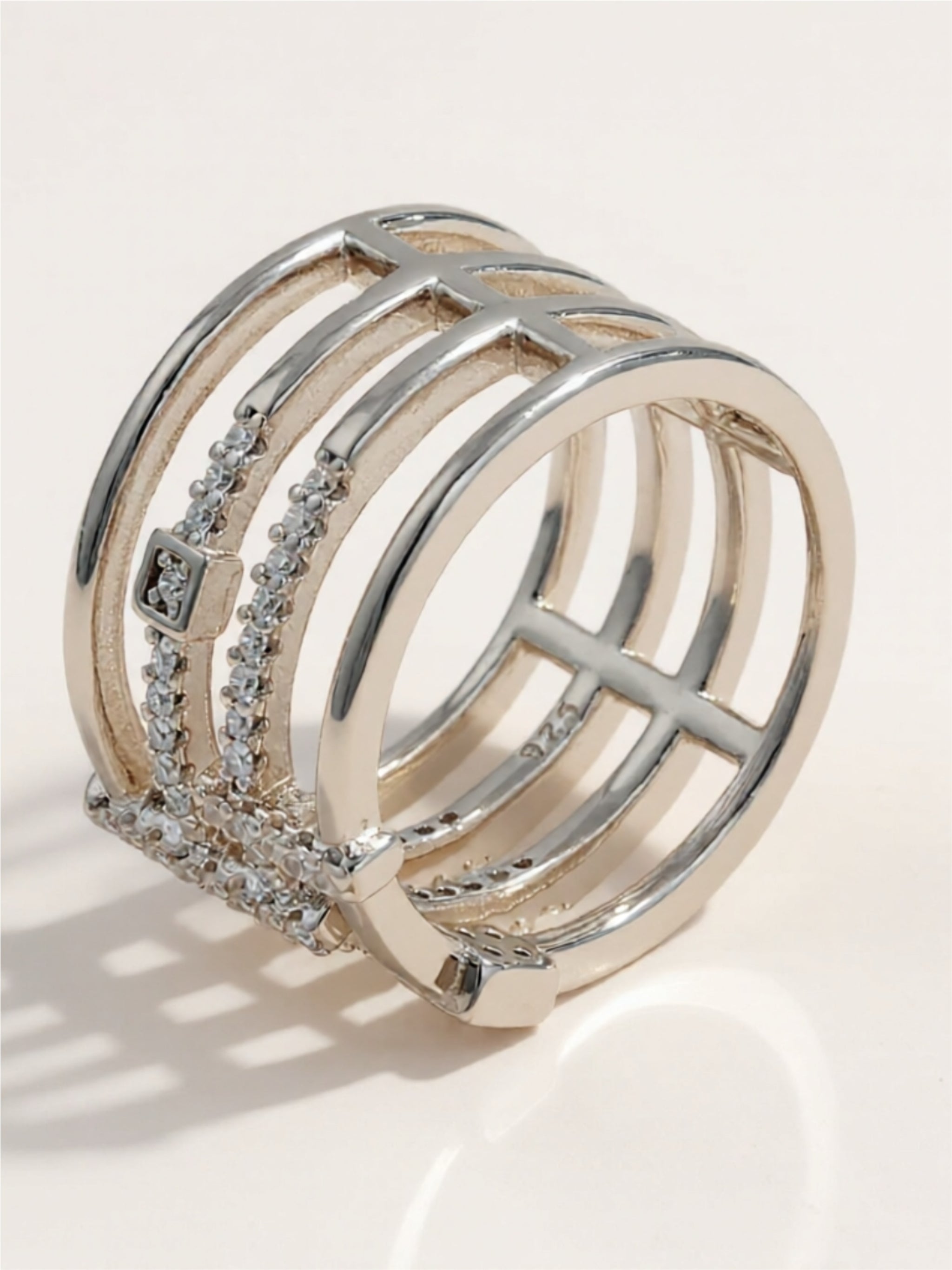 925 Sterling Silver Inlaid CZ Ring