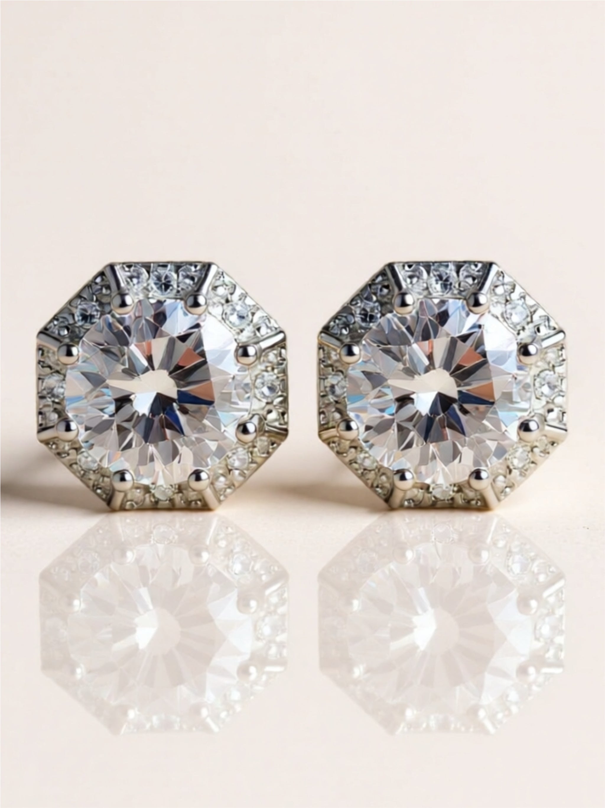 2 Carat Moissanite 925 Sterling Silver Stud Earrings