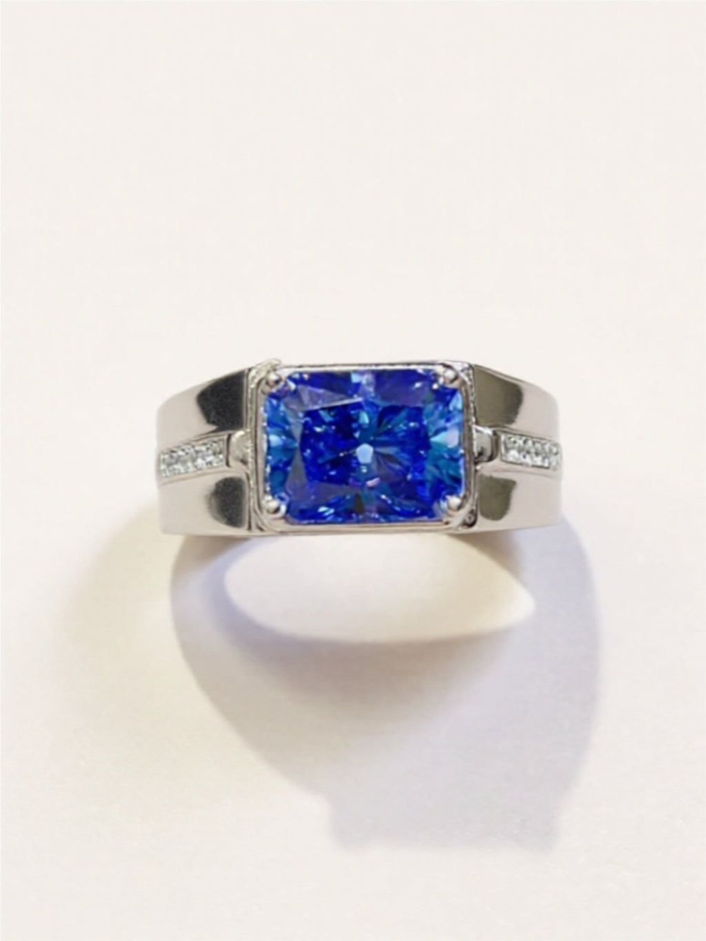 2 Carat Blue Moissanite 925 Sterling Silver Ring