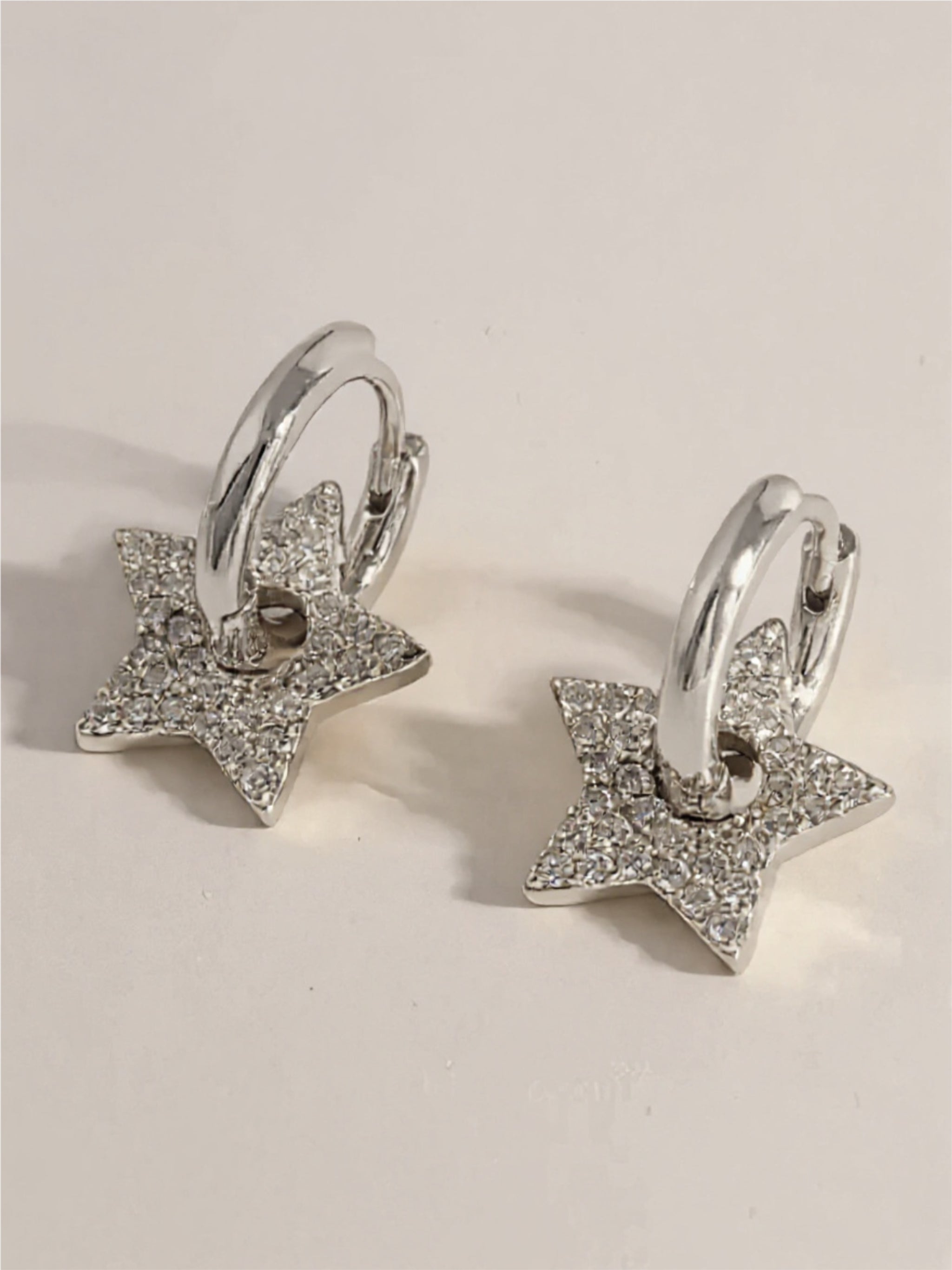 925 Sterling Silver CZ Star Earrings