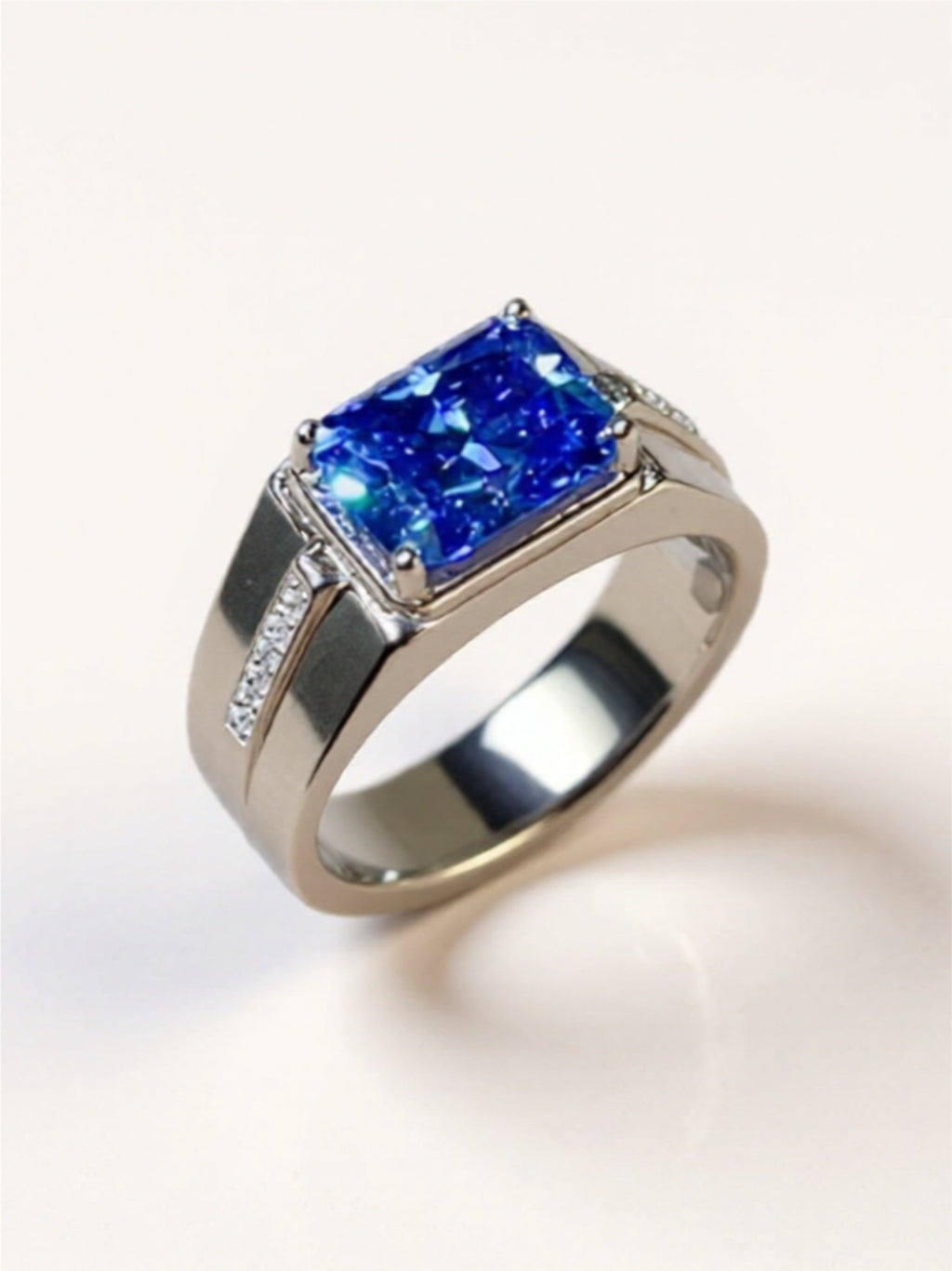 2 Carat Blue Moissanite 925 Sterling Silver Ring
