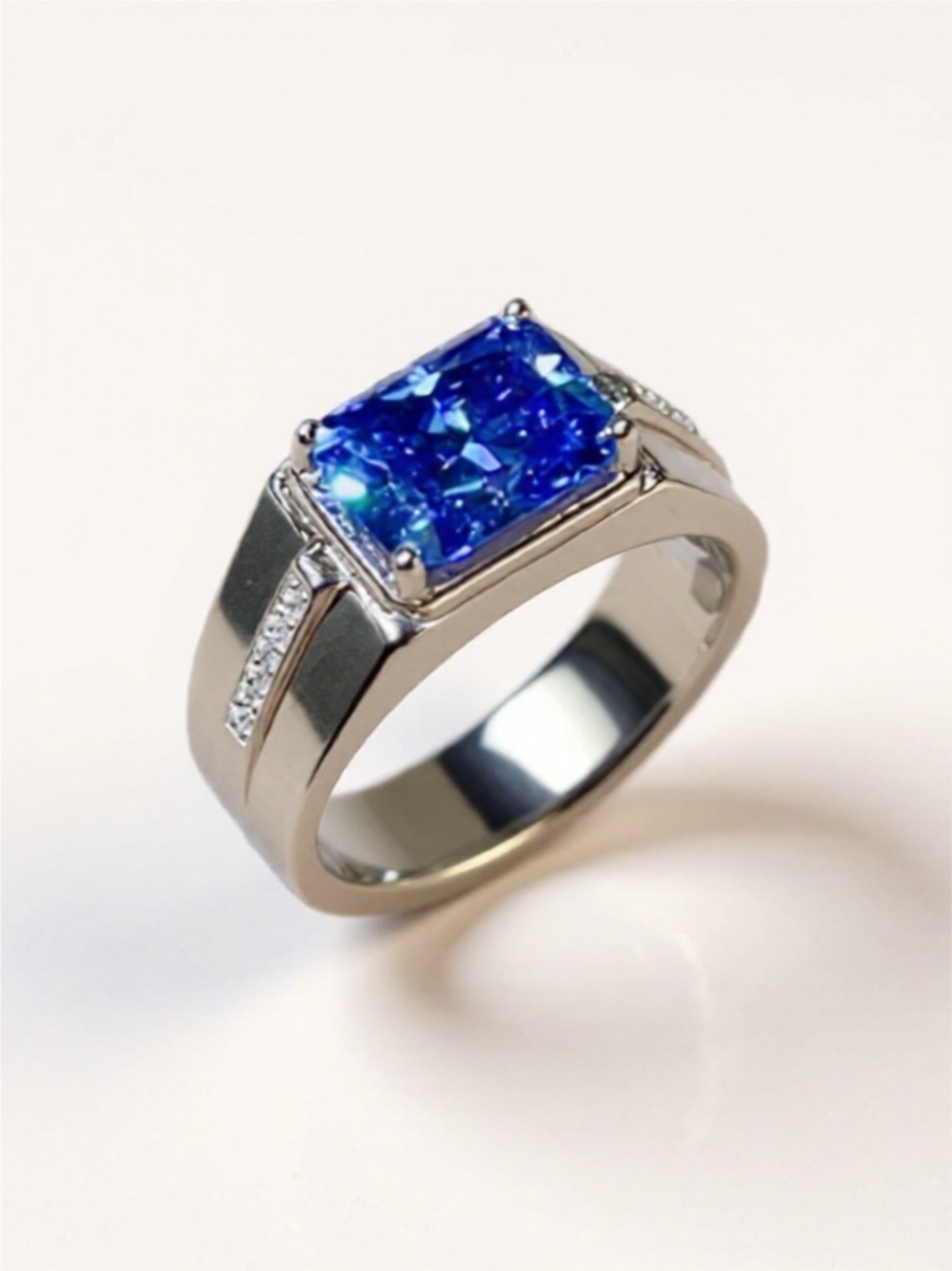 2 Carat Blue Moissanite 925 Sterling Silver Ring
