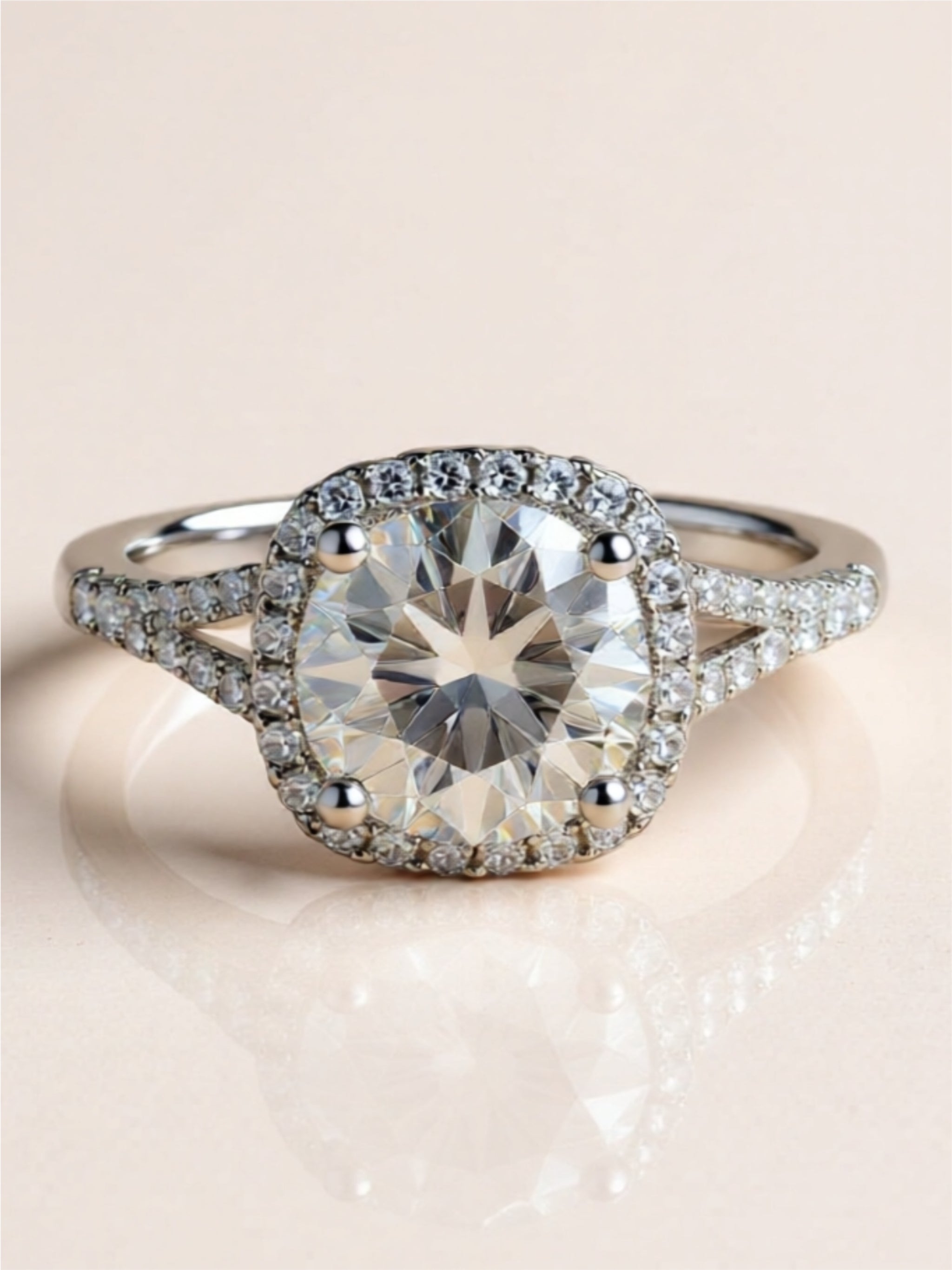 3 Carat Moissanite 925 Sterling Silver Halo Ring