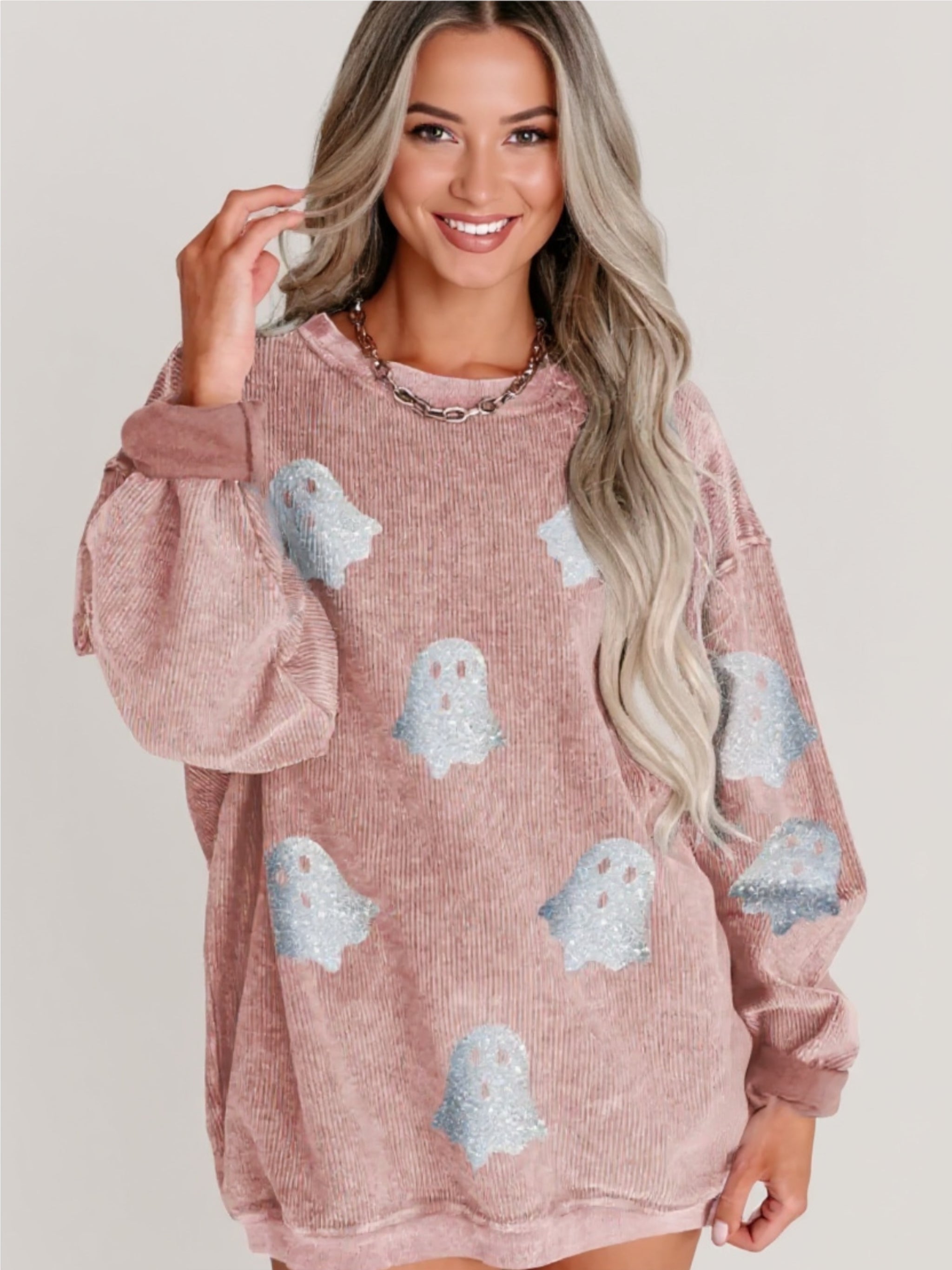 Ghost Round Neck Oversized Sweatshirt
