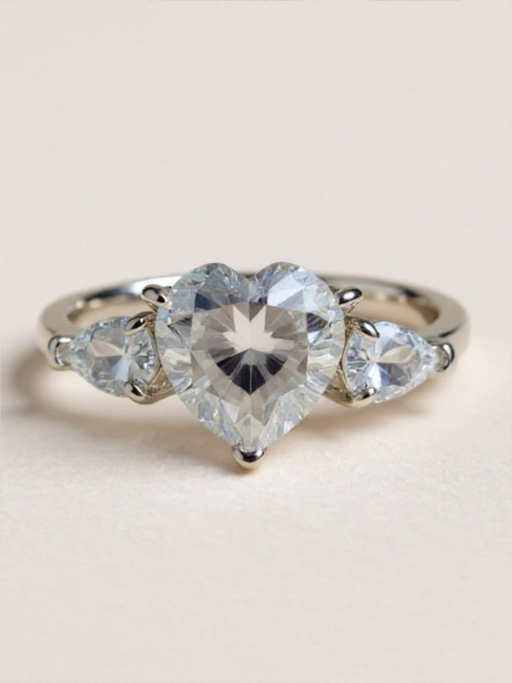 3 Carat Heart Moissanite 925 Sterling Silver Ring