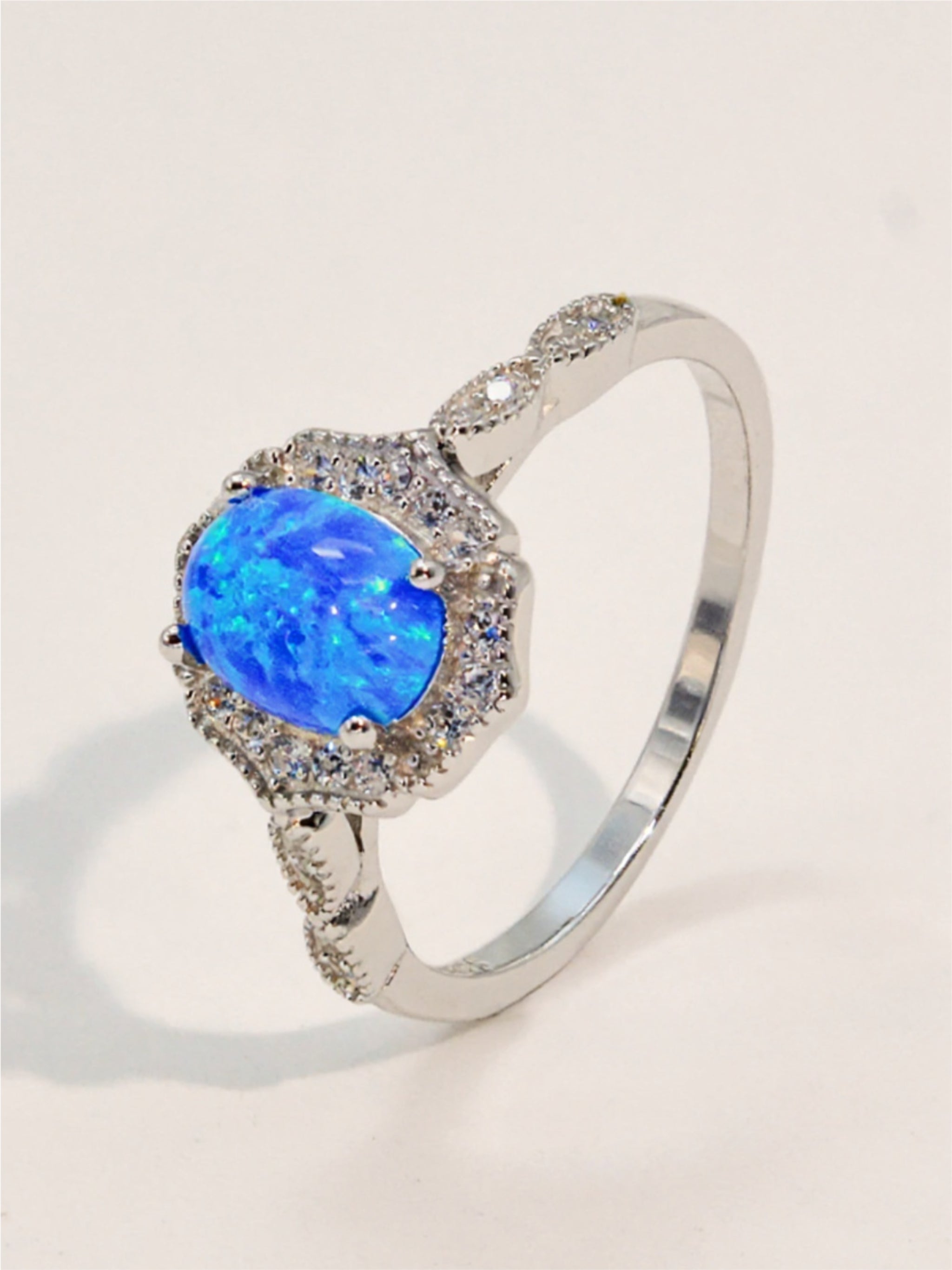 Opal & CZ 925 Sterling Silver Ring