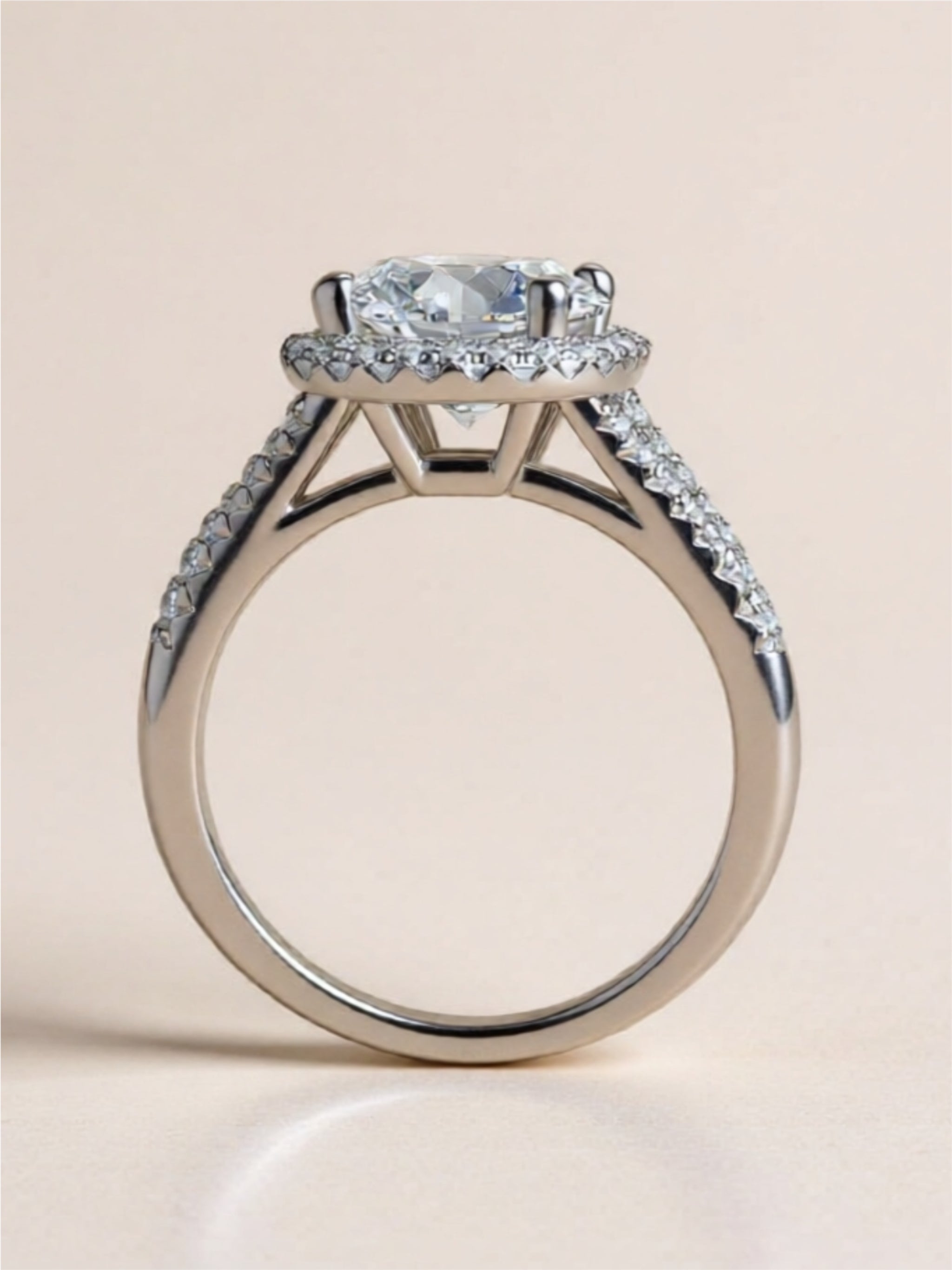 3 Carat Moissanite 925 Sterling Silver Halo Ring