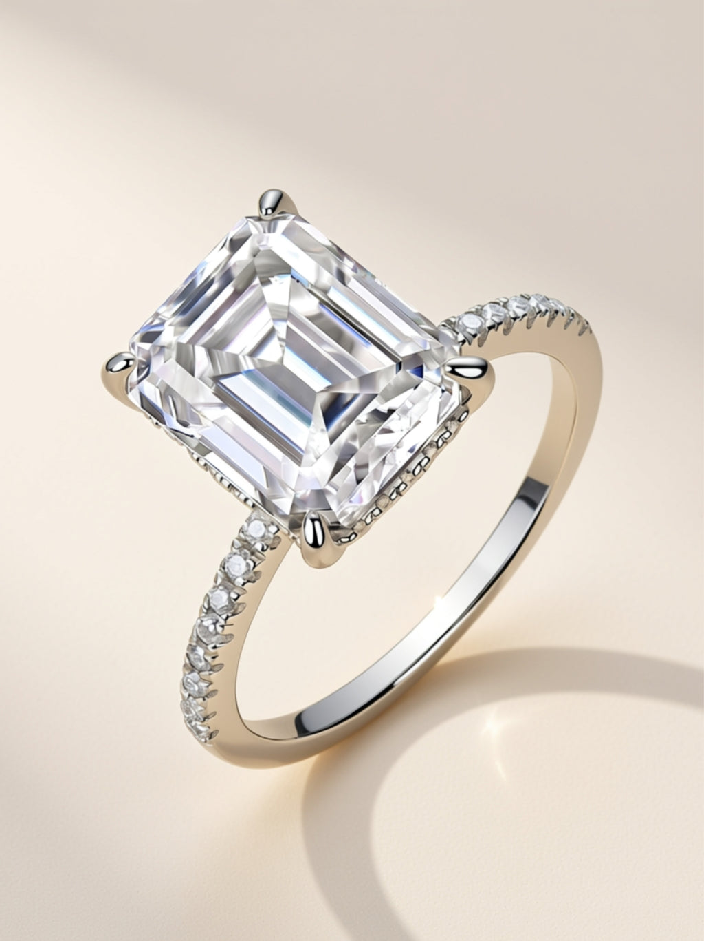 Emerald‑Cut Moissanite Engagement Ring