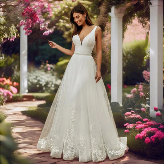 2 In 1 Wedding Jumpsuit With Detachable Skirt