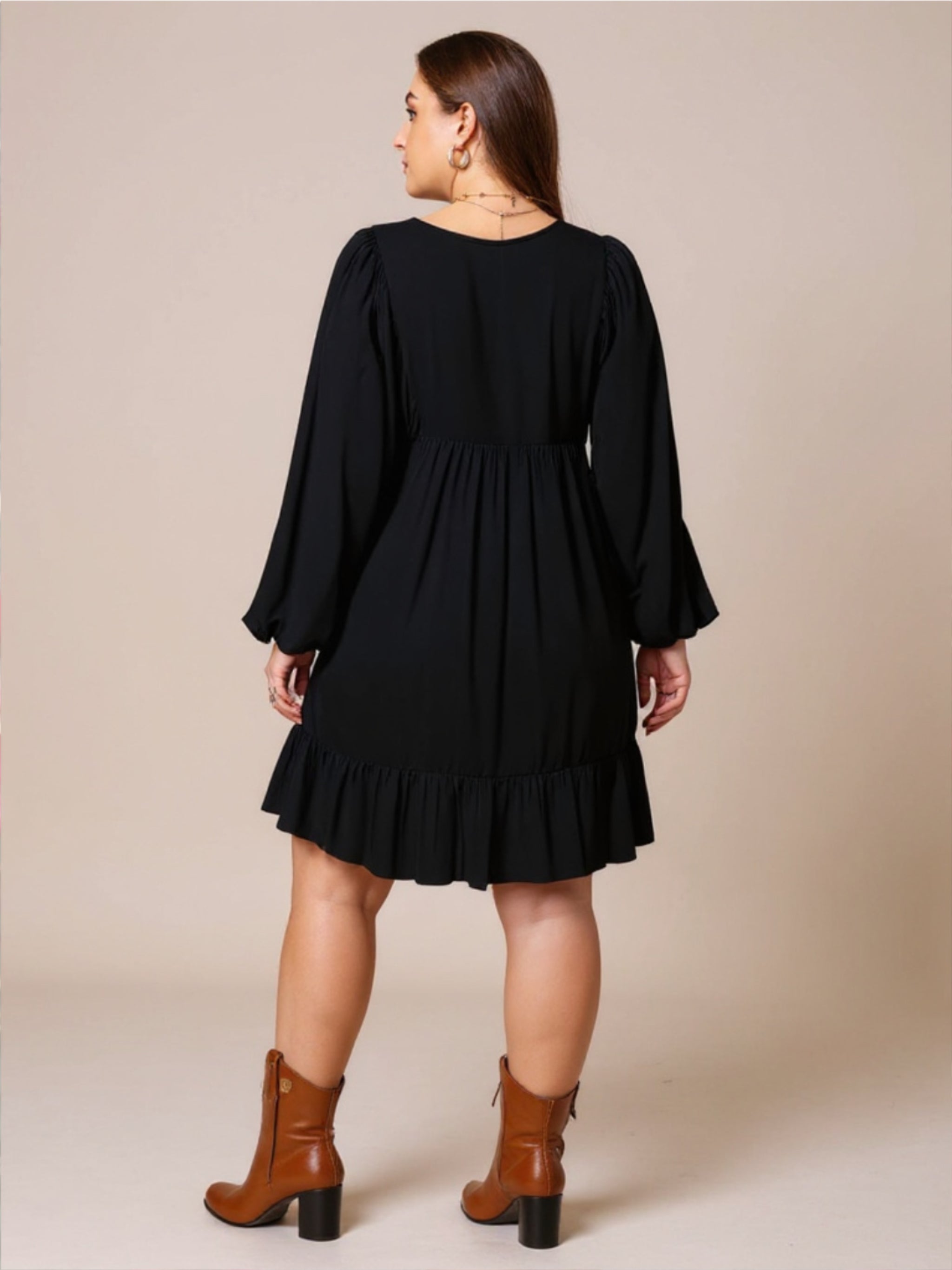 Embroidered Long Sleeve Mini Dress