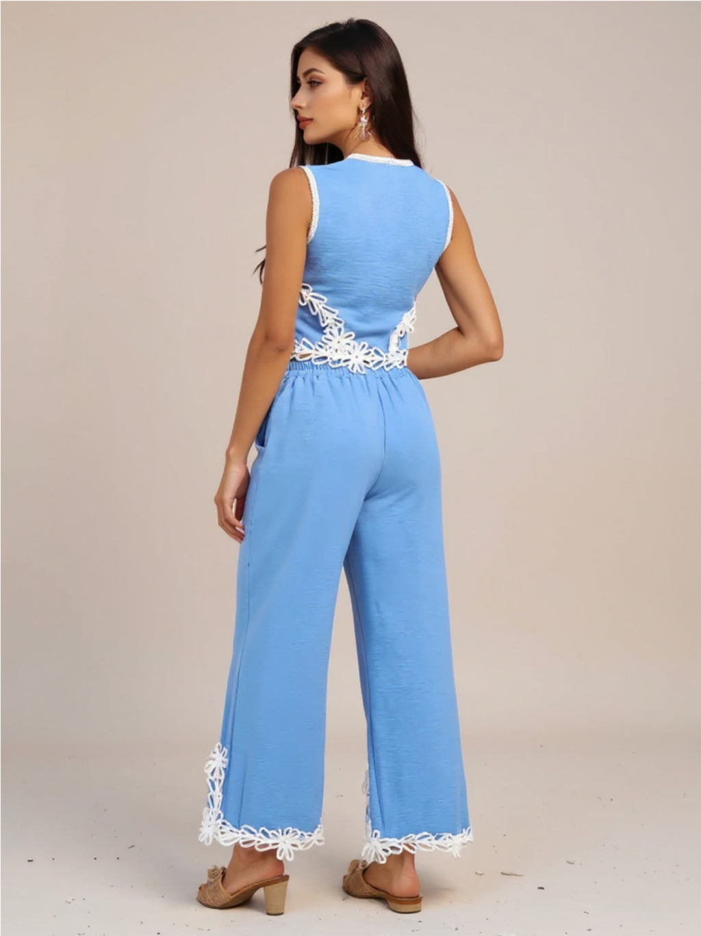 Devine Contrast Cropped Vest & Pants Set