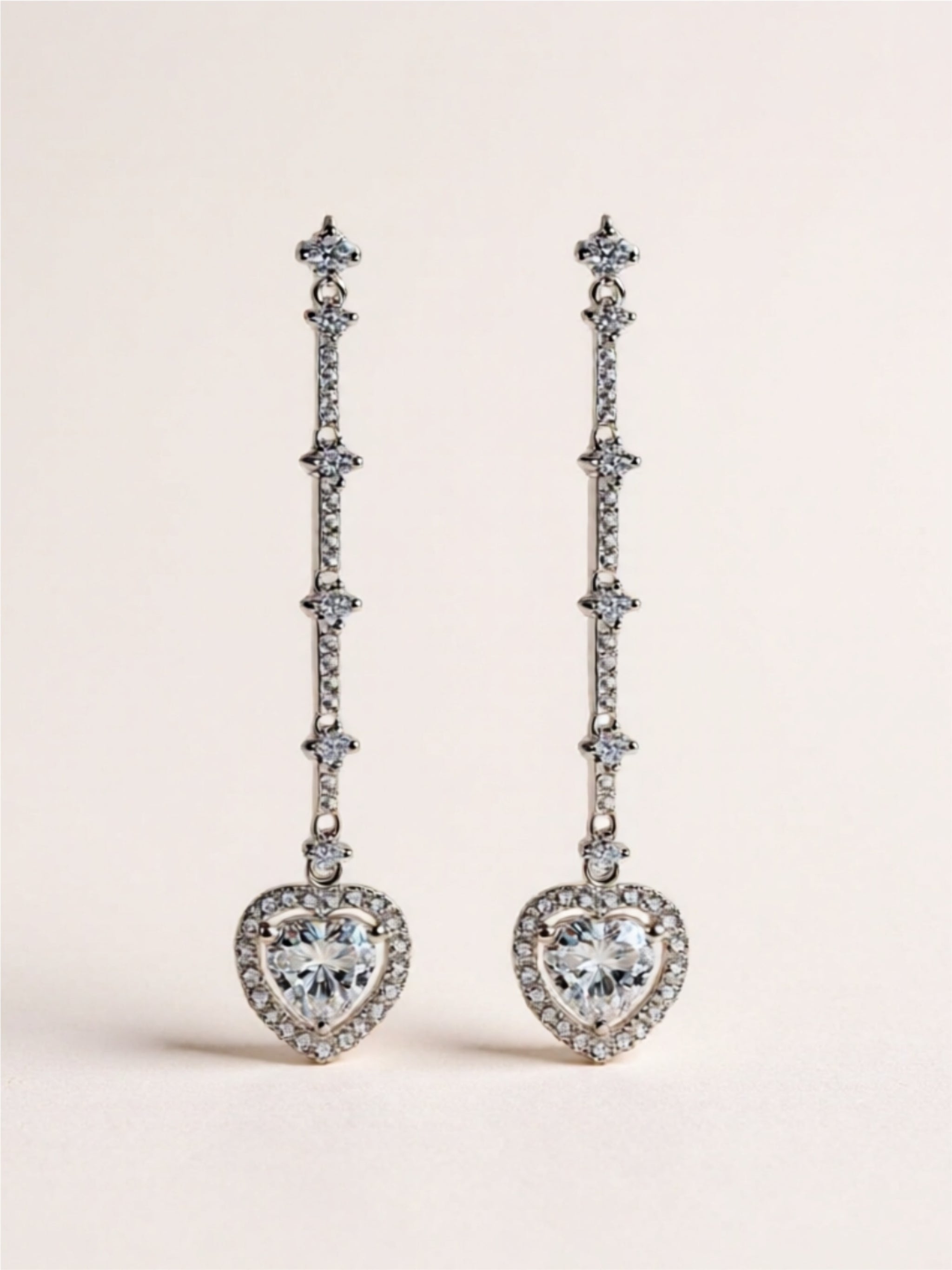 2 Carat Moissanite & CZ 925 Sterling Silver Heart Earrings