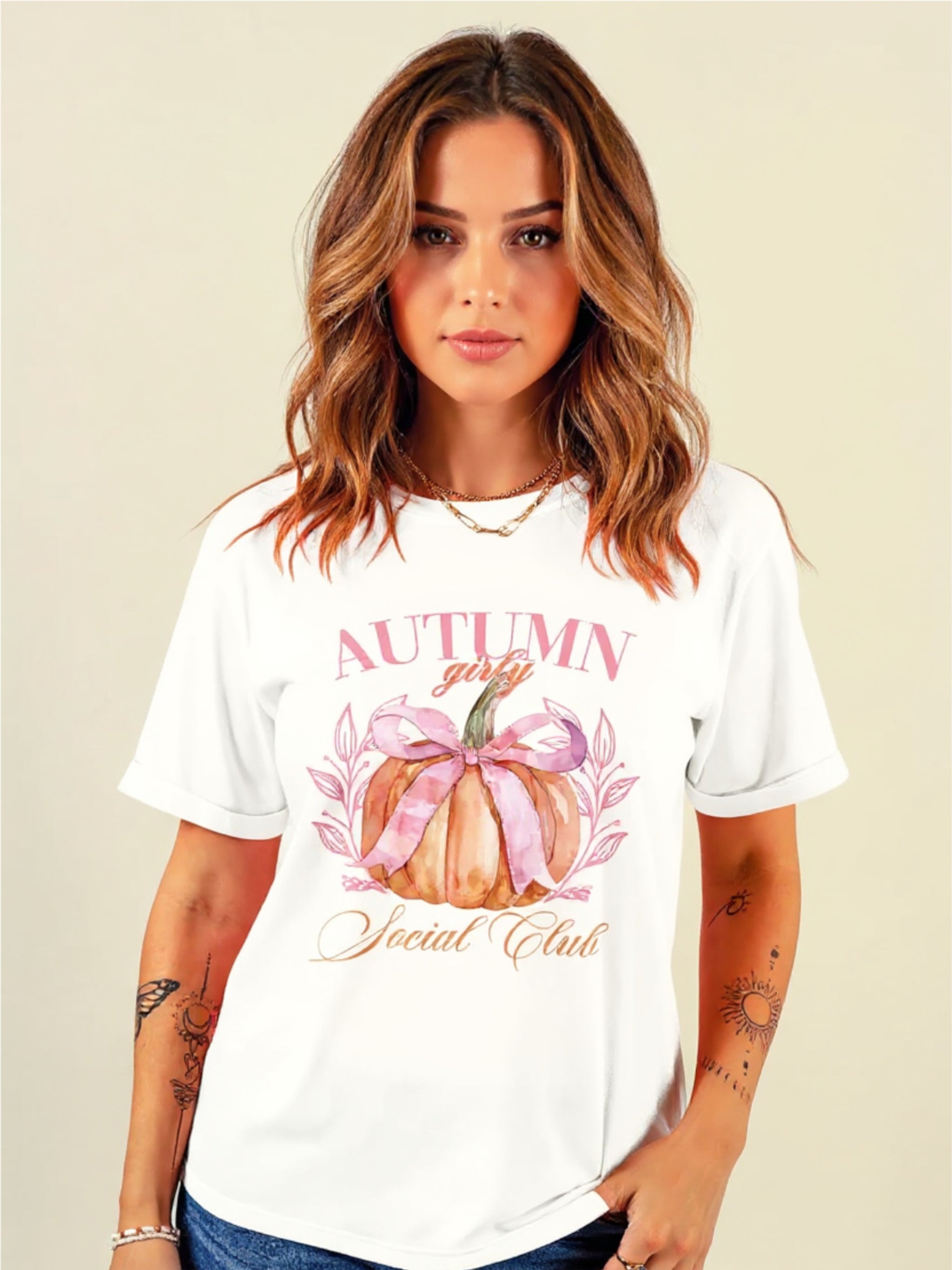 Pumpkin Graphic Round Neck Short Sleeve T-Shirt