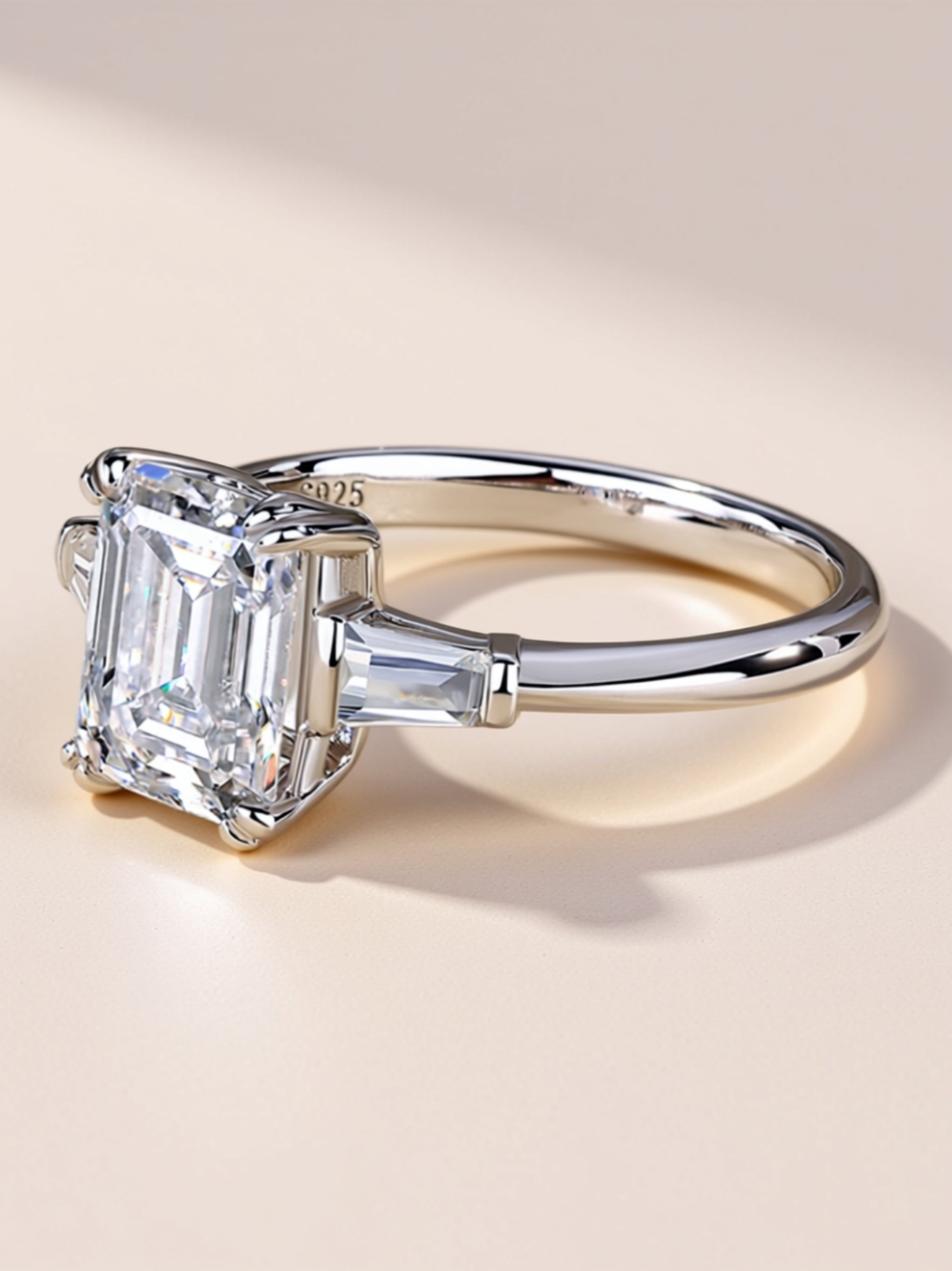 Emerald‑Cut Moissanite Engagement Ring
