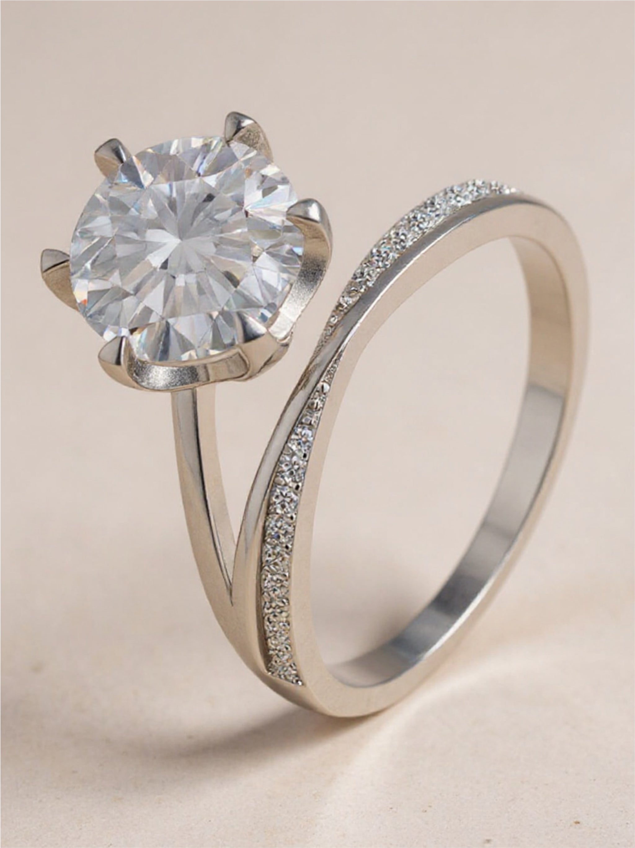 3 Carat Moissanite 925 Sterling Silver 6-Prong Ring