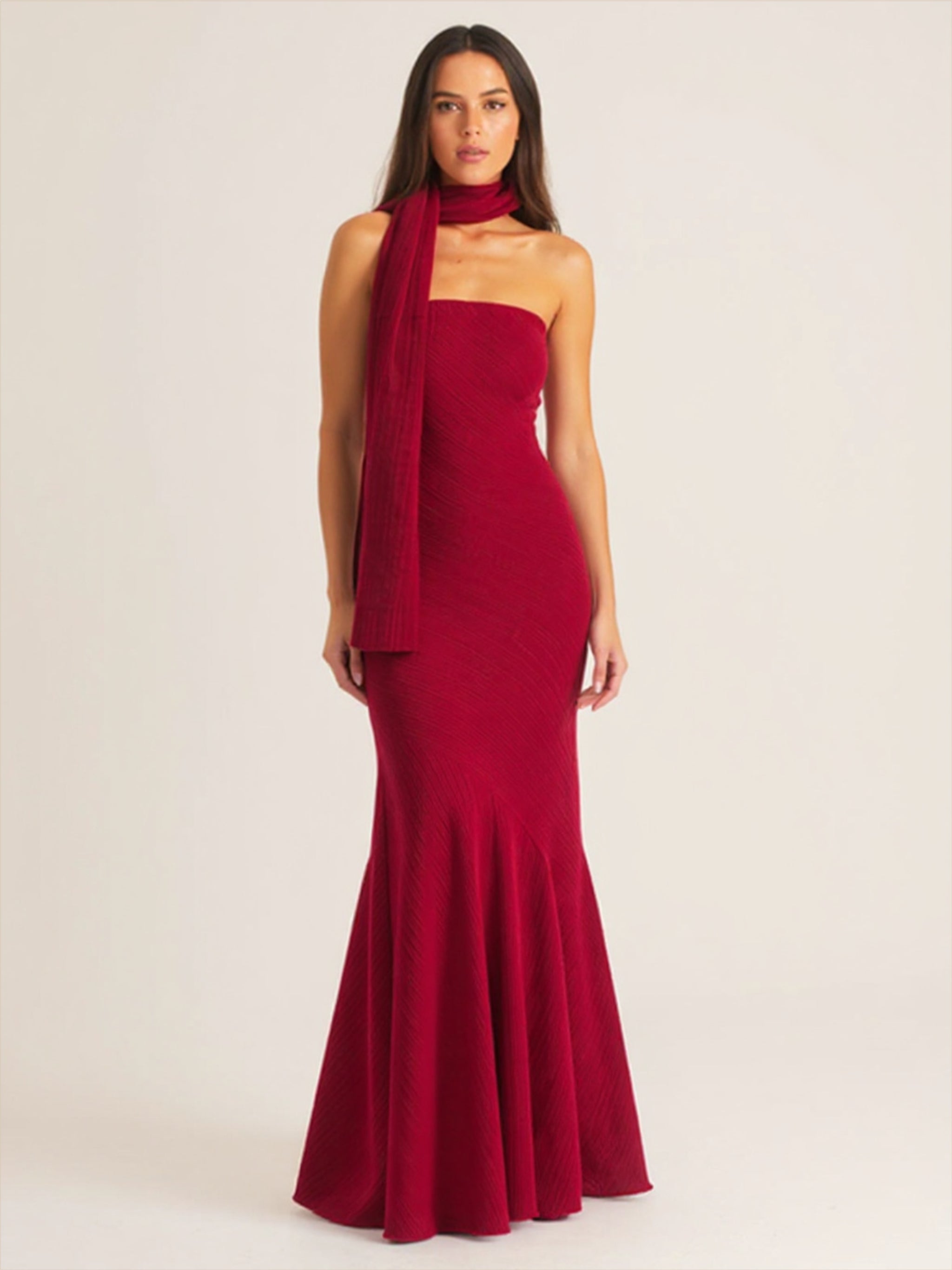 Strapless Gown with Shawl