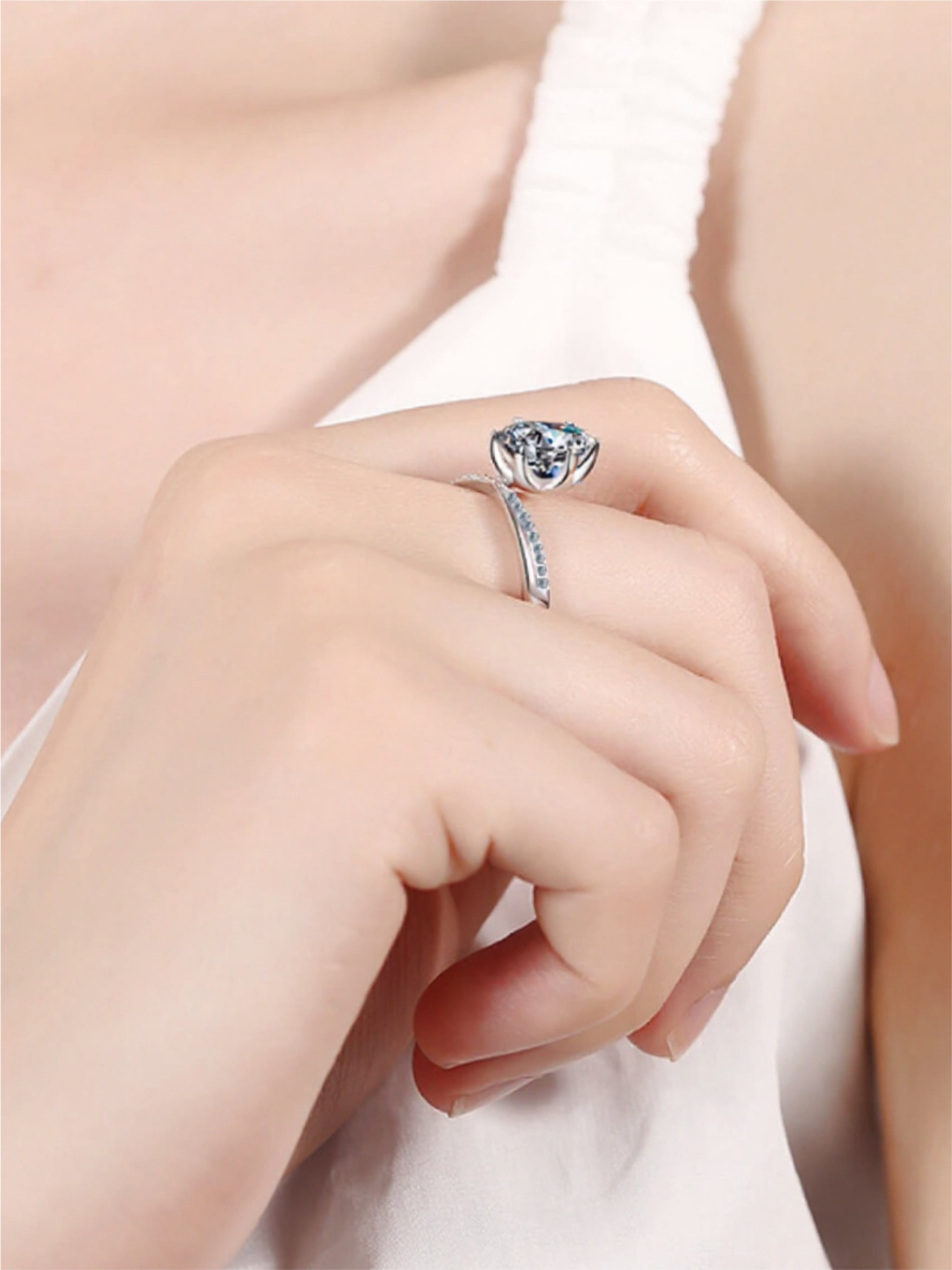 3 Carat Moissanite 925 Sterling Silver 6-Prong Ring