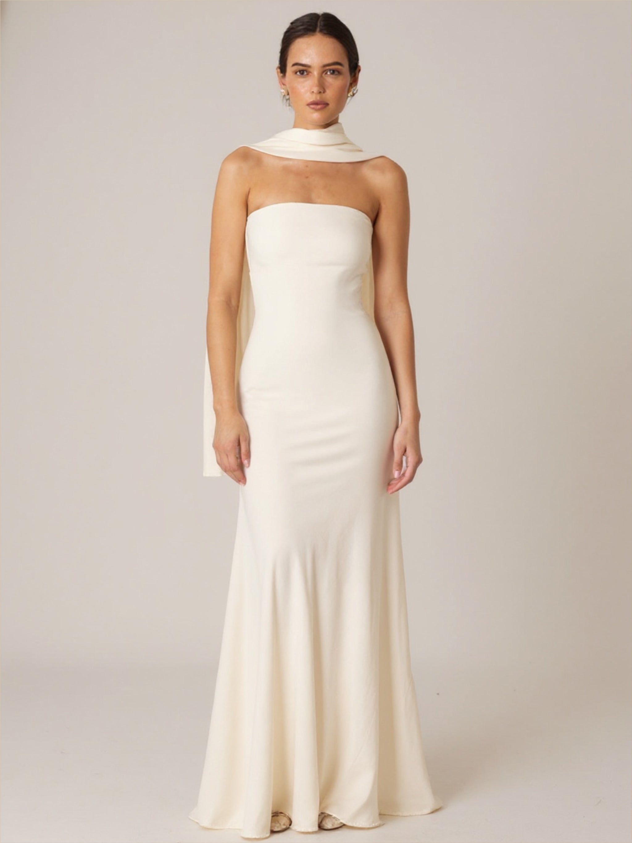 Strapless Gown with Shawl