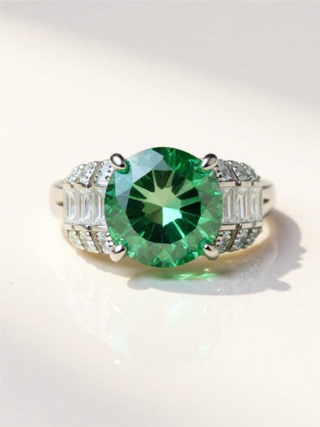 5 Carat Green Moissanite 925 Sterling Silver Ring