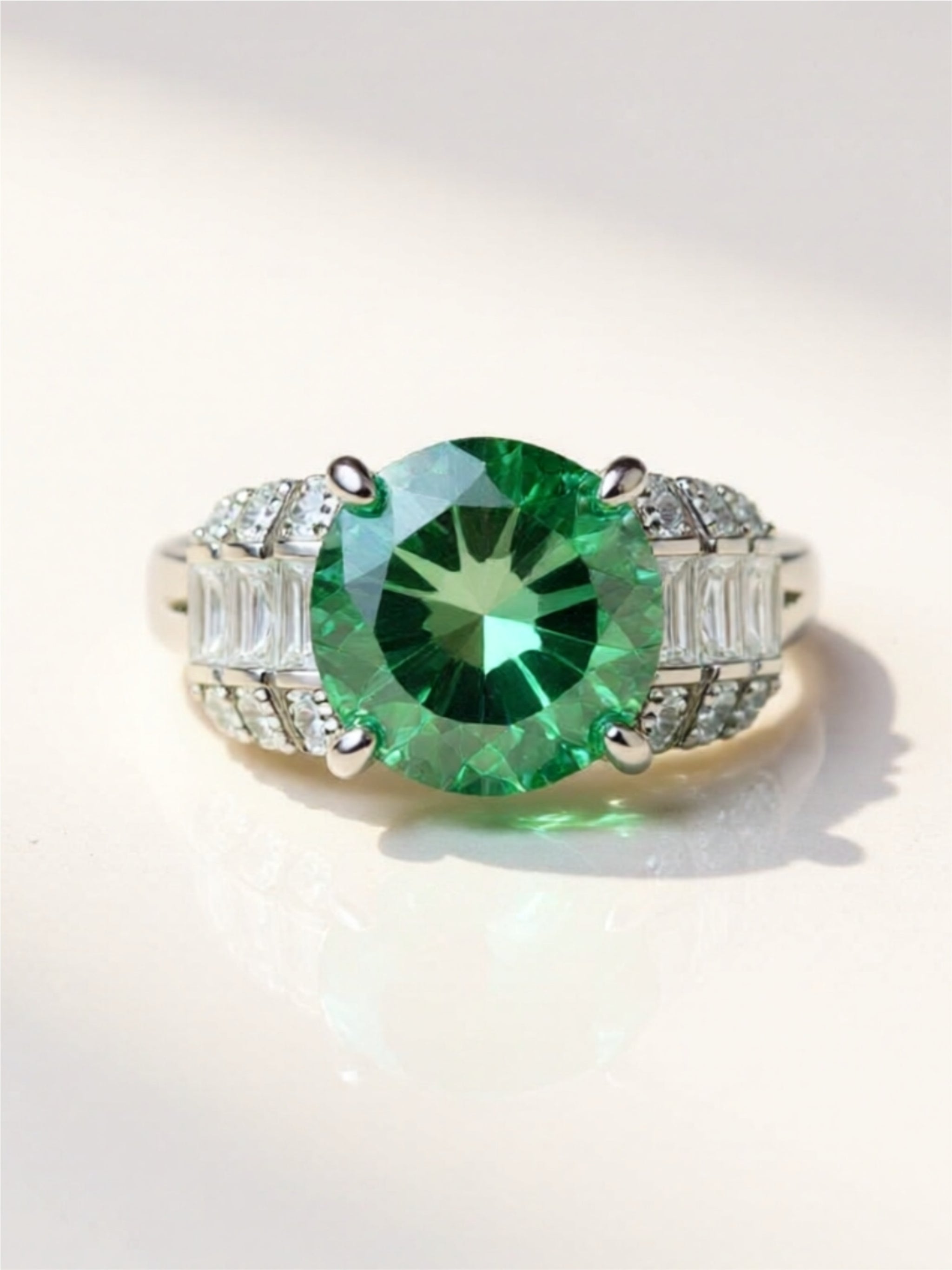 5 Carat Green Moissanite 925 Sterling Silver Ring