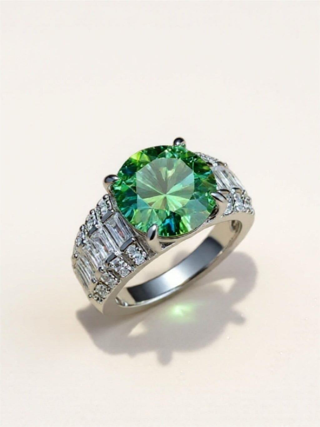 5 Carat Green Moissanite 925 Sterling Silver Ring