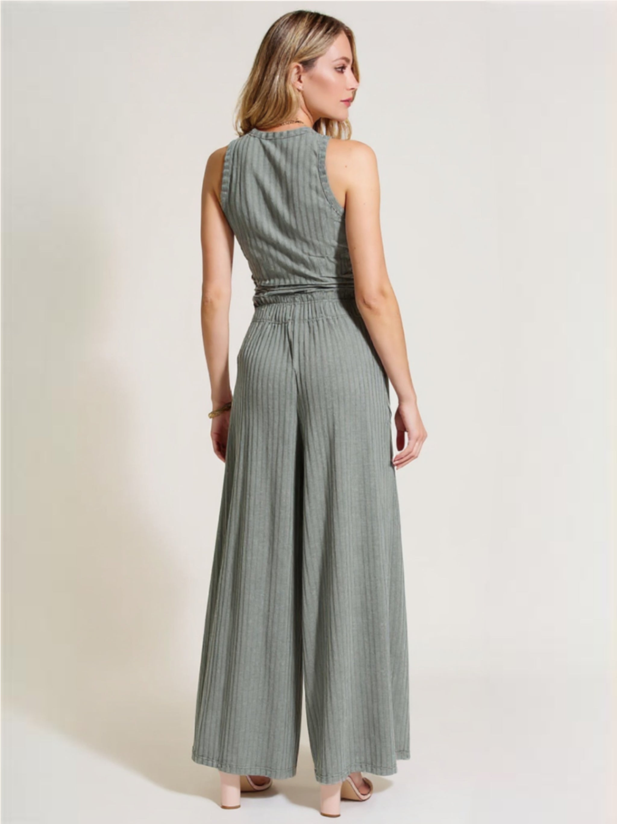 Ribbed Tank & Wide Leg Pants Set