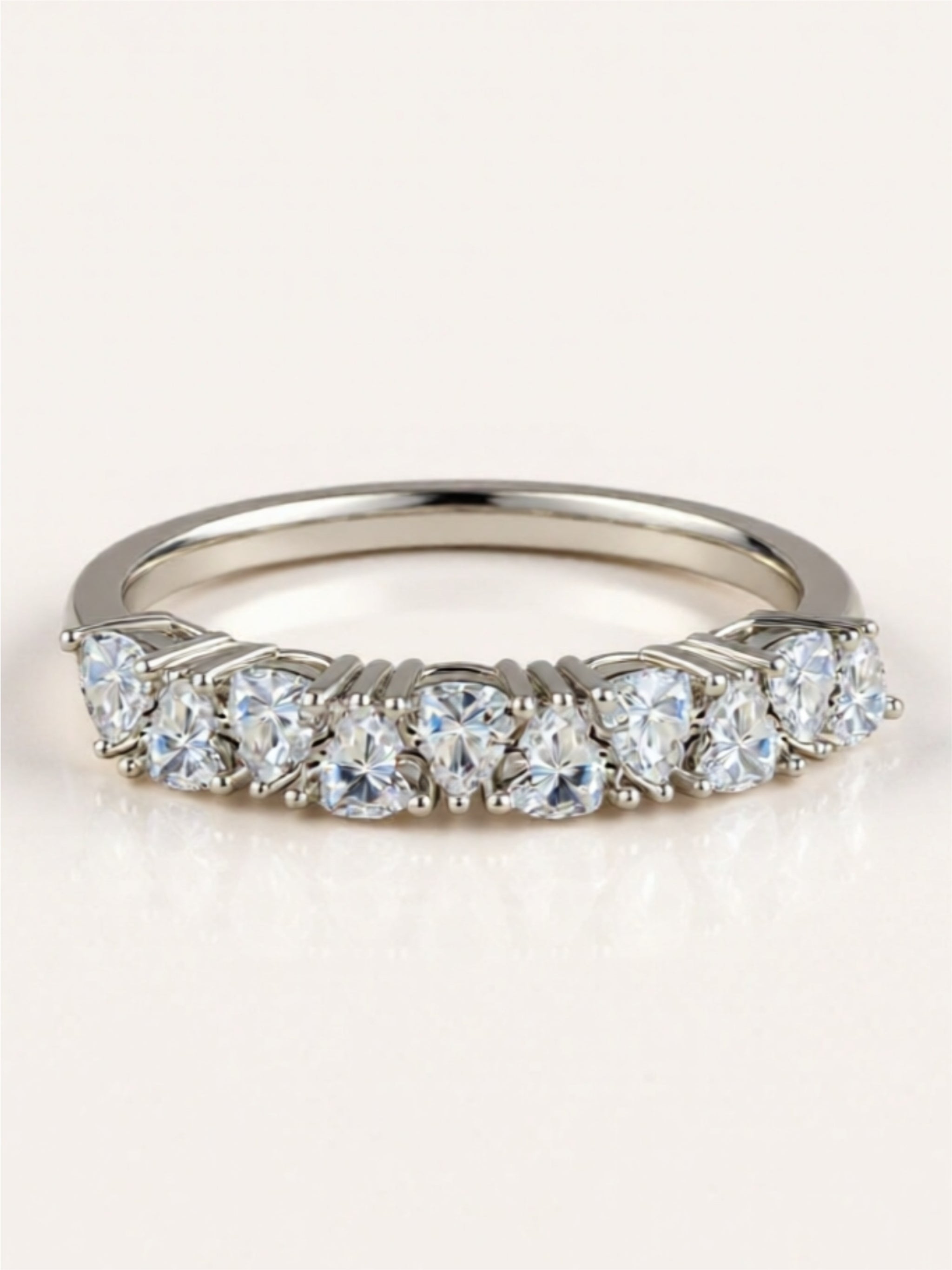 1 Carat Moissanite 925 Sterling Silver Half-Eternity Ring