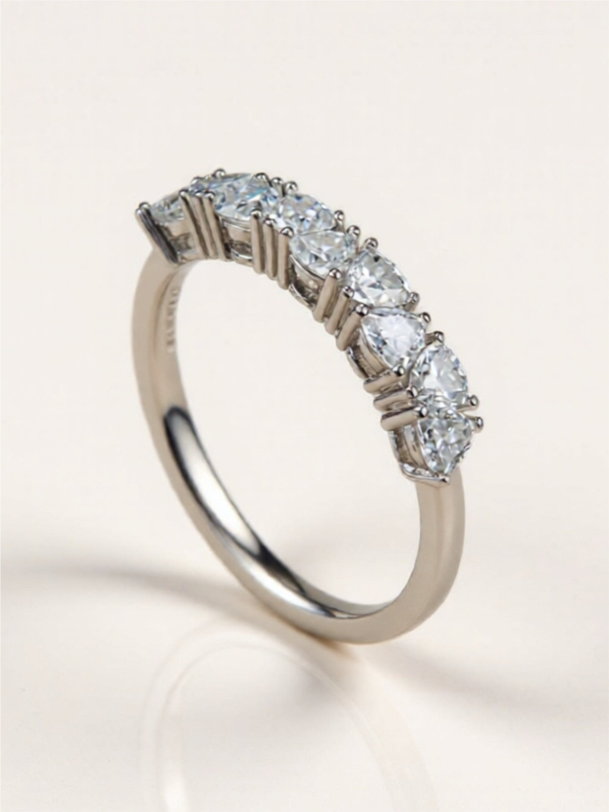 1 Carat Moissanite 925 Sterling Silver Half-Eternity Ring