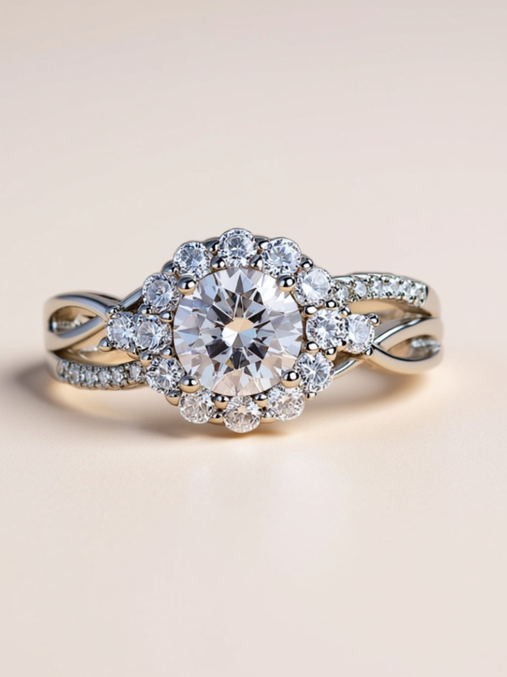 2 Carat Moissanite Halo Engagement Ring