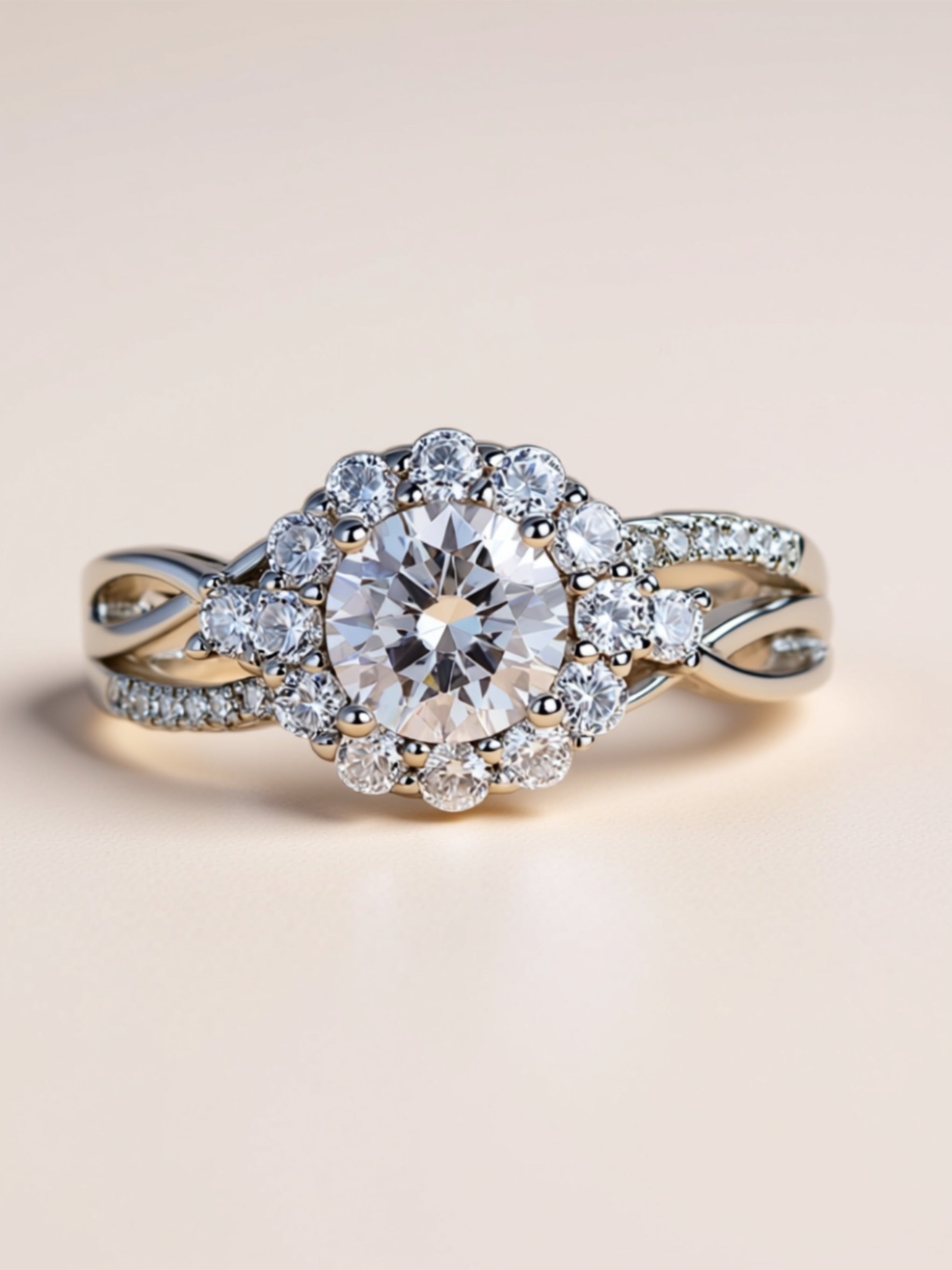 2 Carat Moissanite Halo Engagement Ring