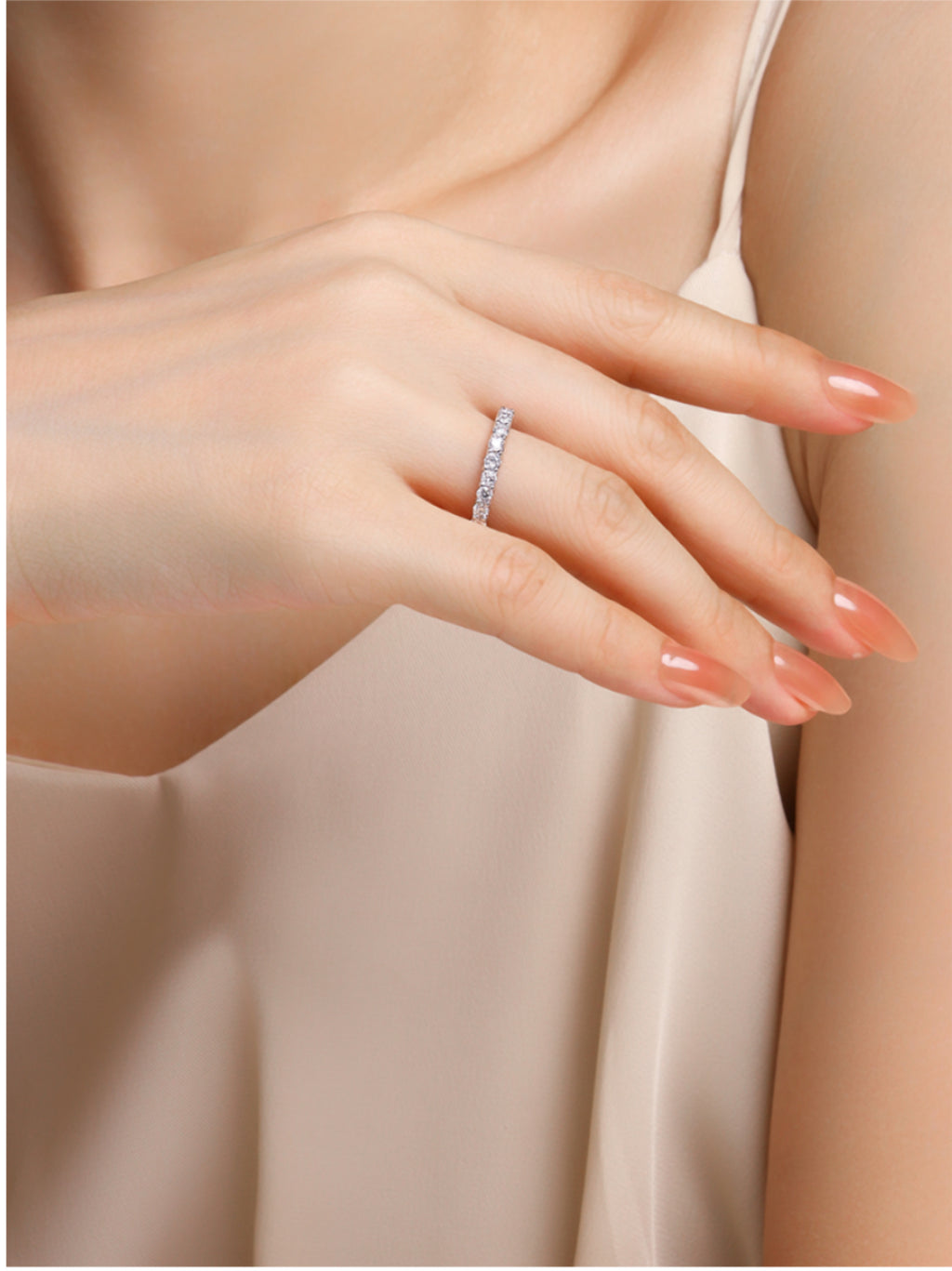 Round‑Cut Moissanite Half‑Eternity Band