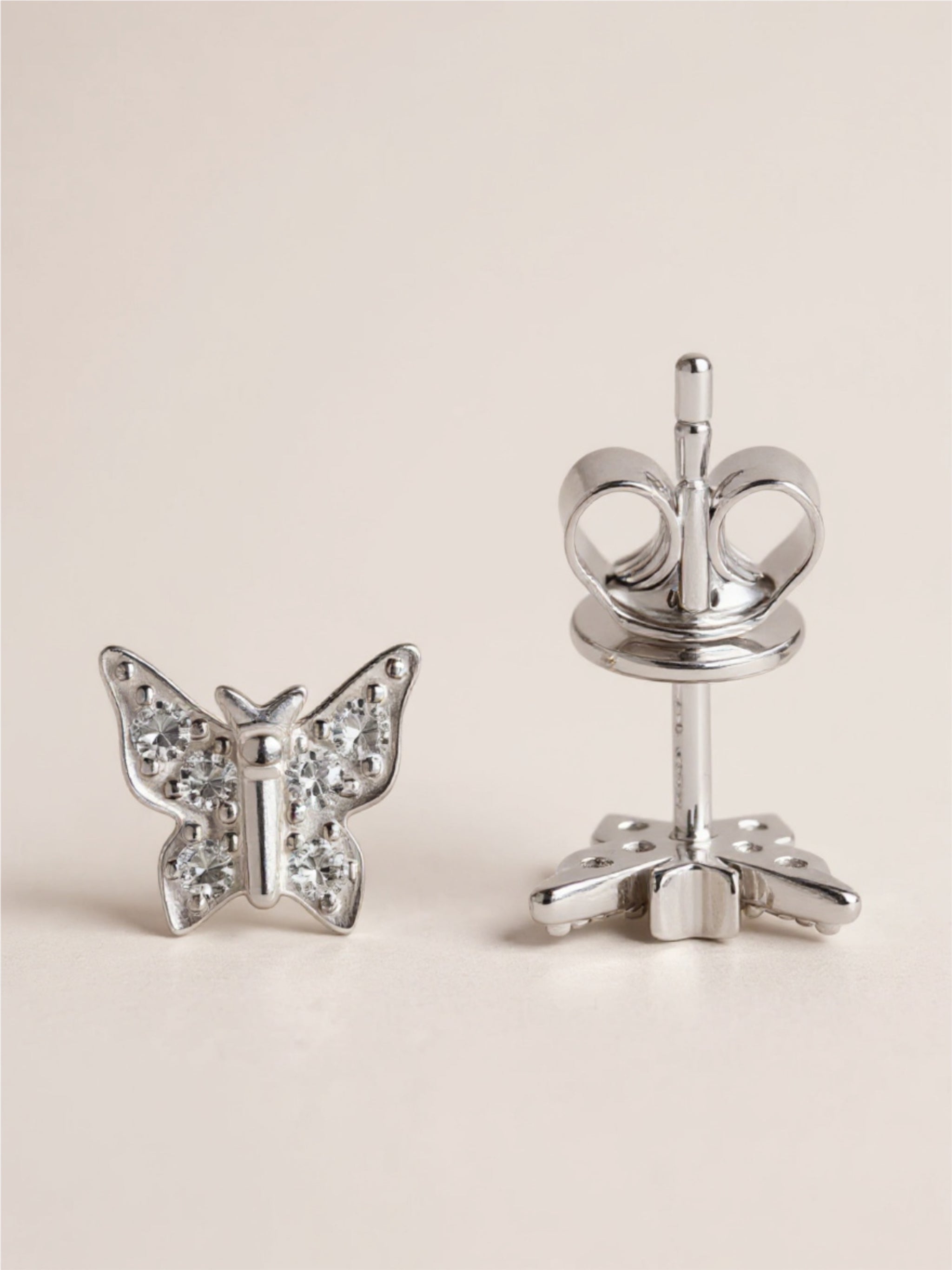 Moissanite 925 Sterling Silver Butterfly Stud Earrings