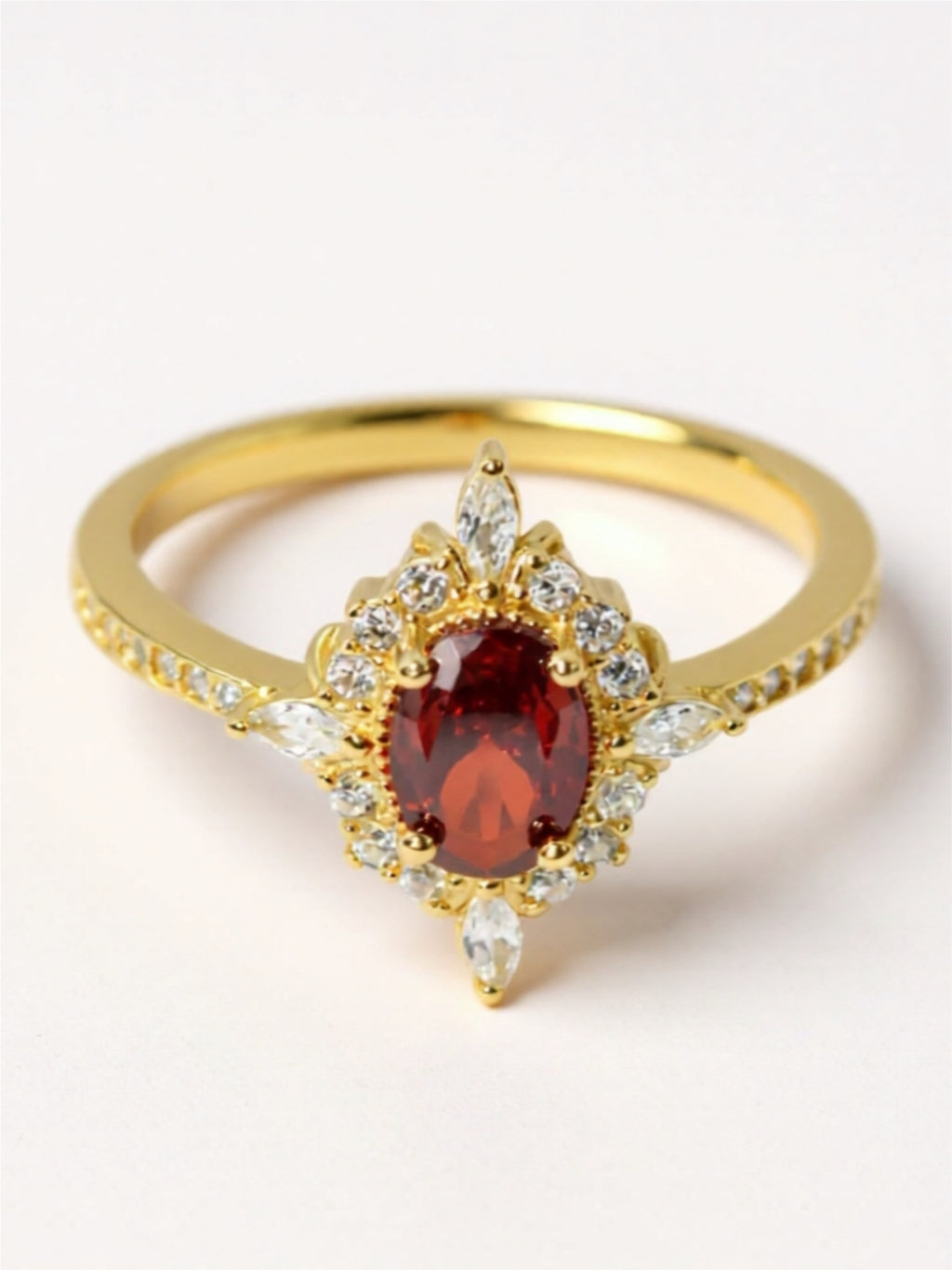 Gold Vermeil Red CZ Ring
