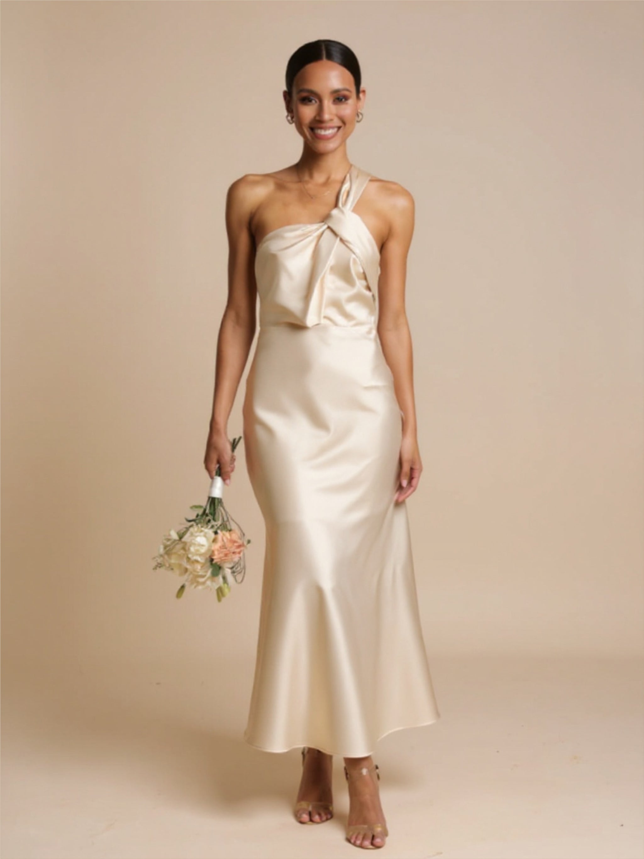Satin One Shoulder Dress