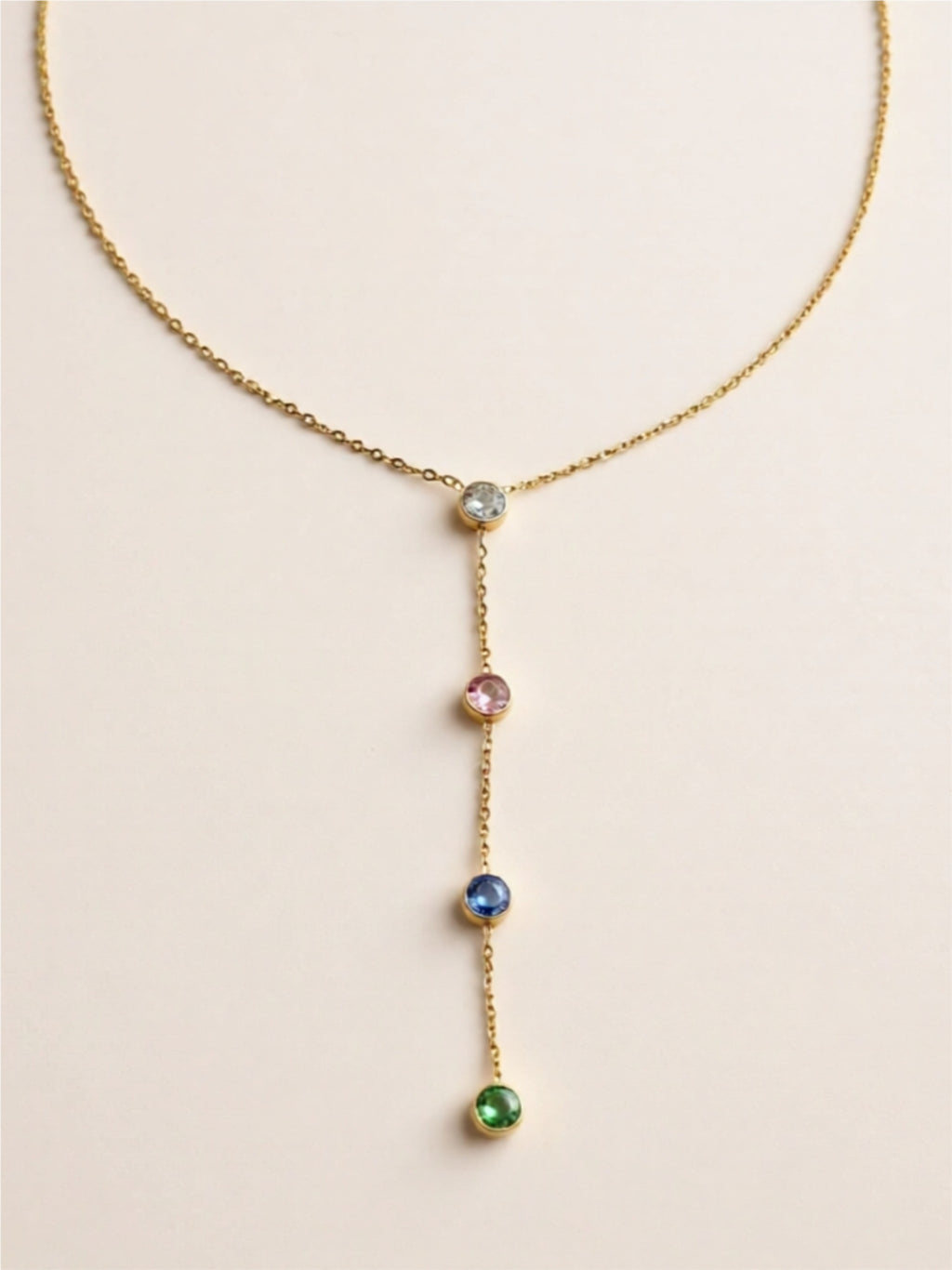 18K Gold Stainless Steel Zircon Y-Drop Necklace