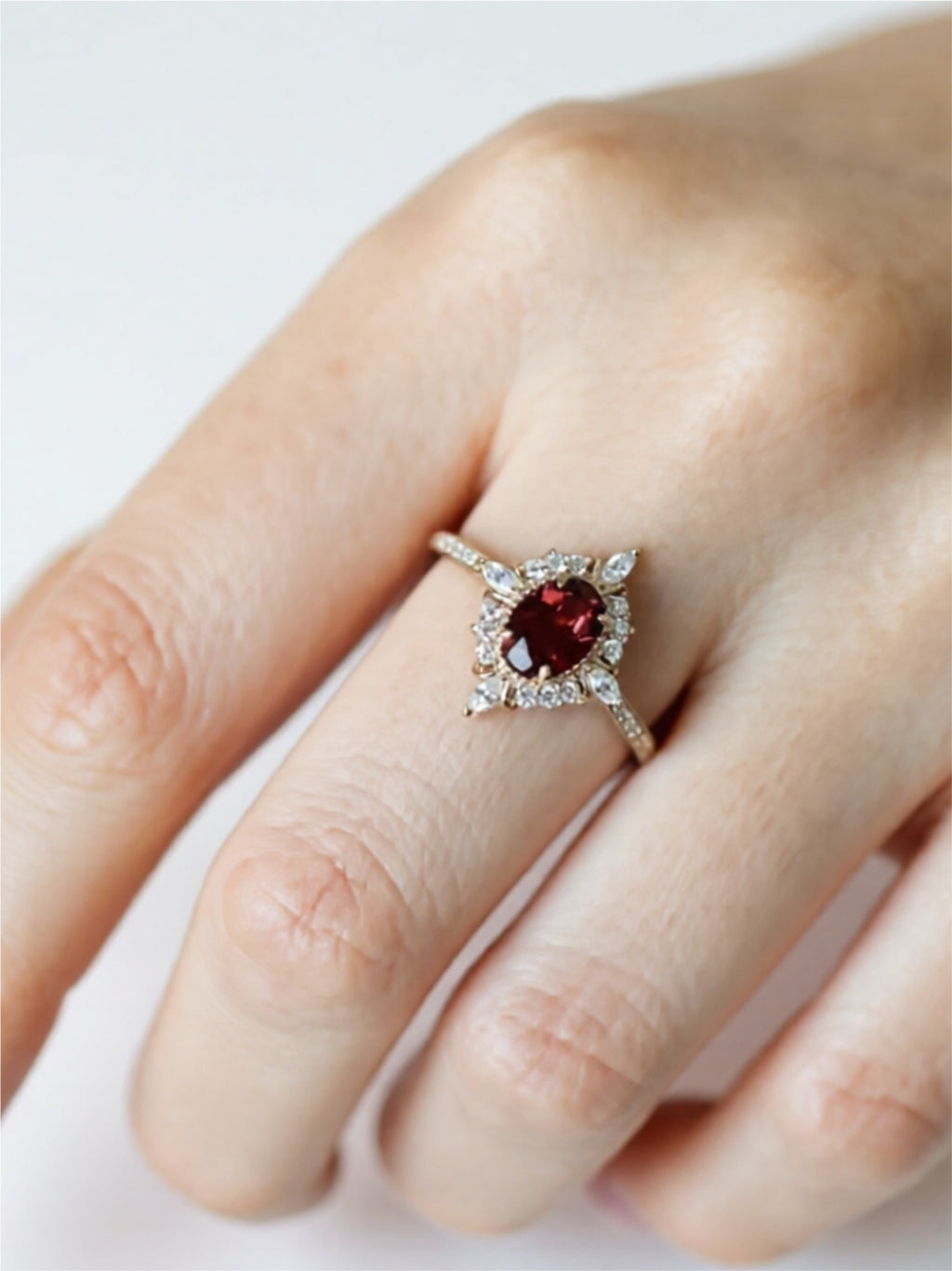 Gold Vermeil Red CZ Ring