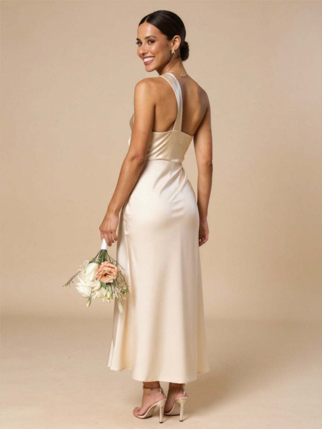 Satin One Shoulder Dress