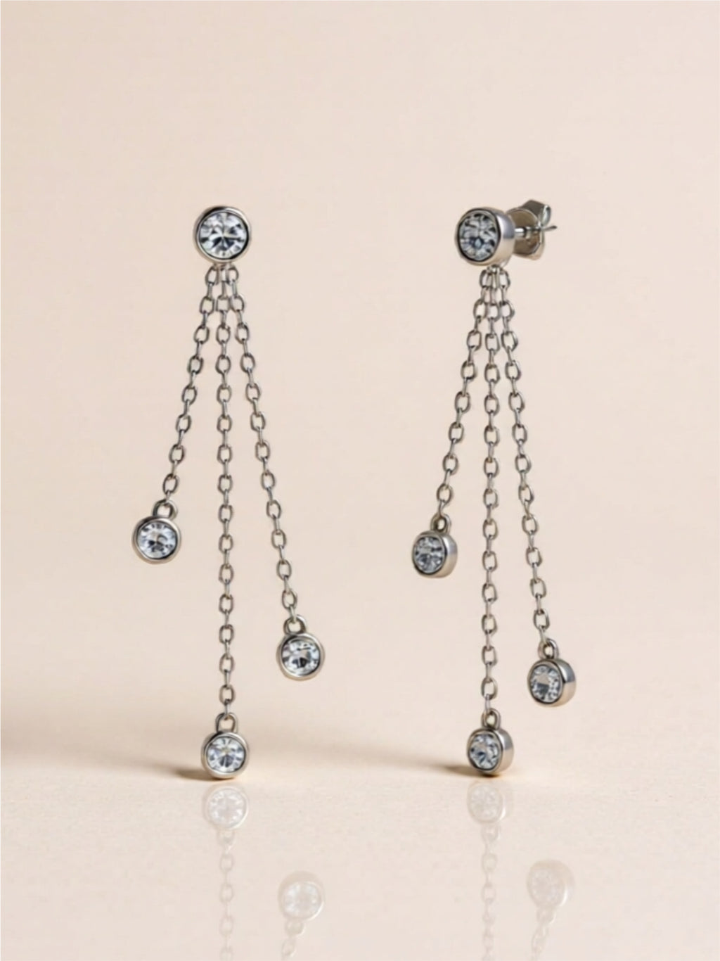 1.2 Carat Moissanite Layered 925 Sterling Silver Chain Earrings