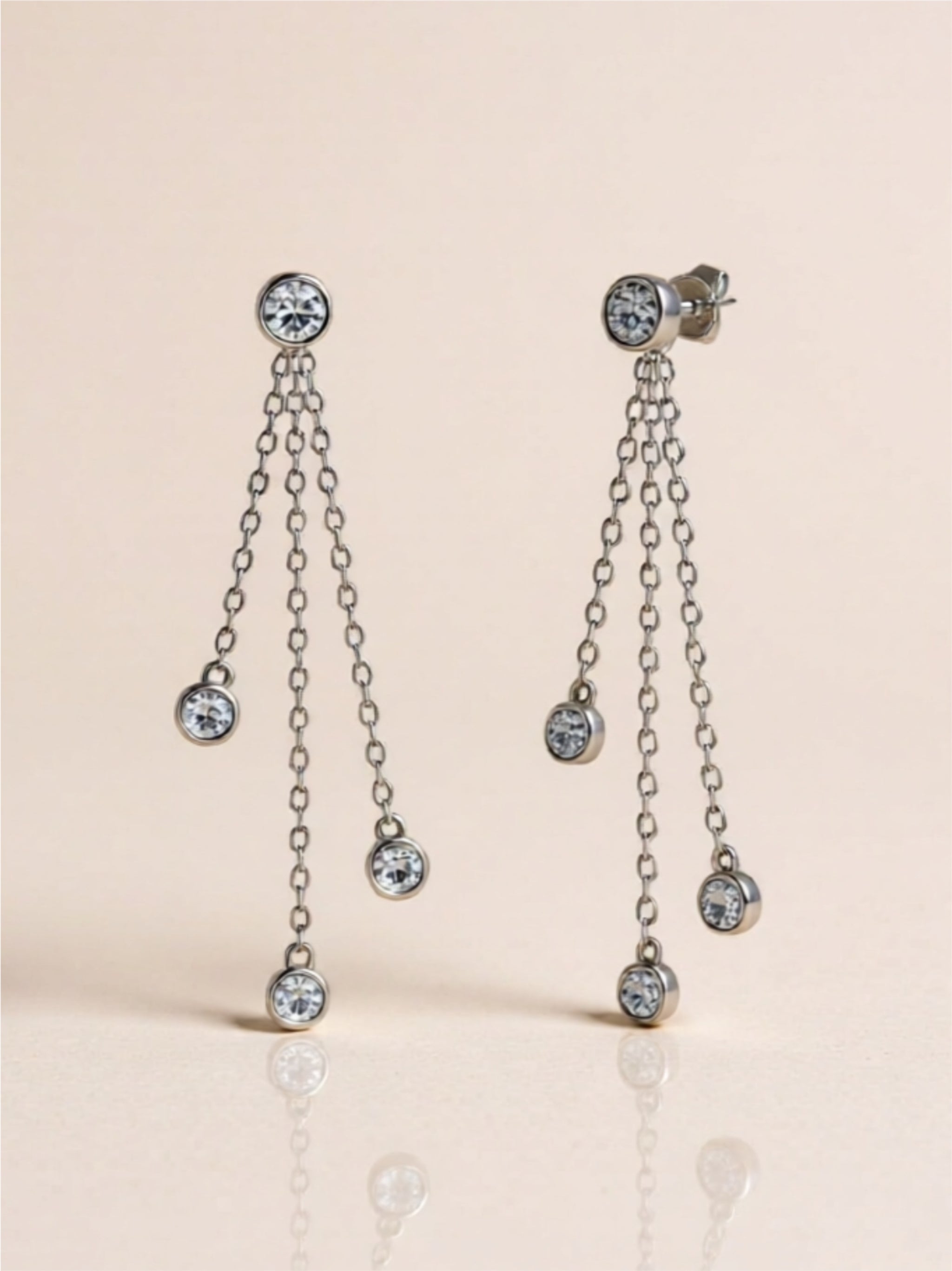1.2 Carat Moissanite Layered 925 Sterling Silver Chain Earrings
