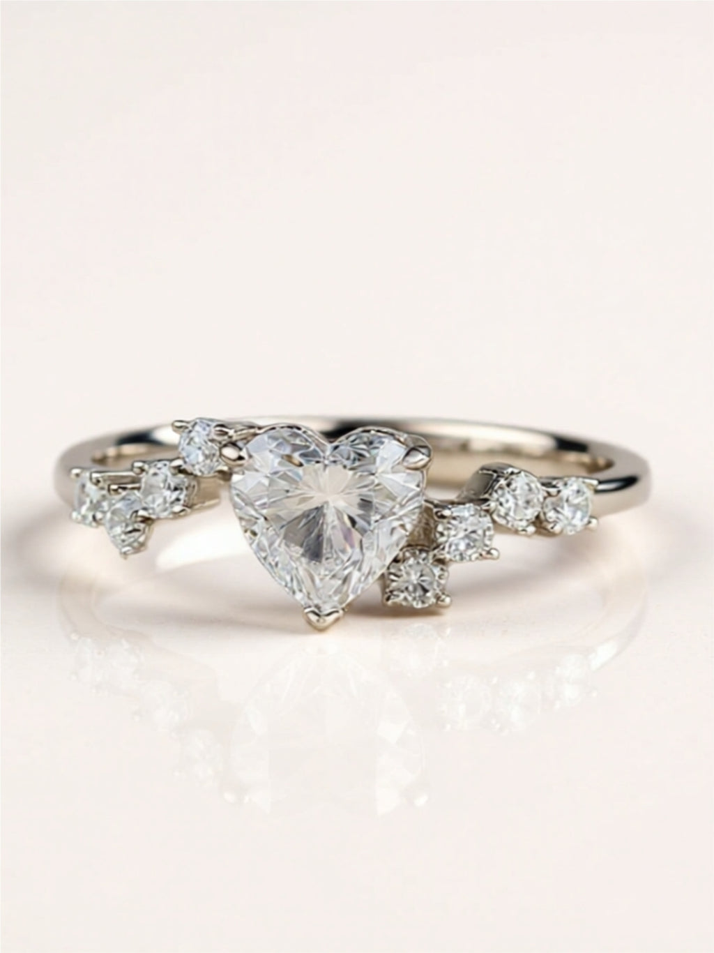 1 Carat Moissanite Heart 925 Sterling Silver Ring