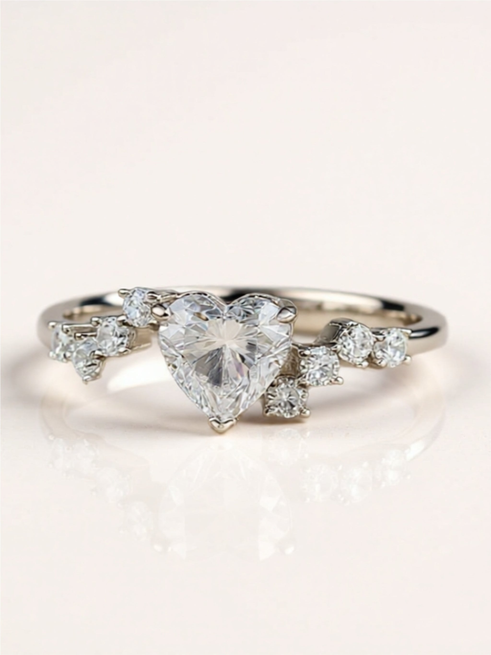 1 Carat Moissanite Heart 925 Sterling Silver Ring