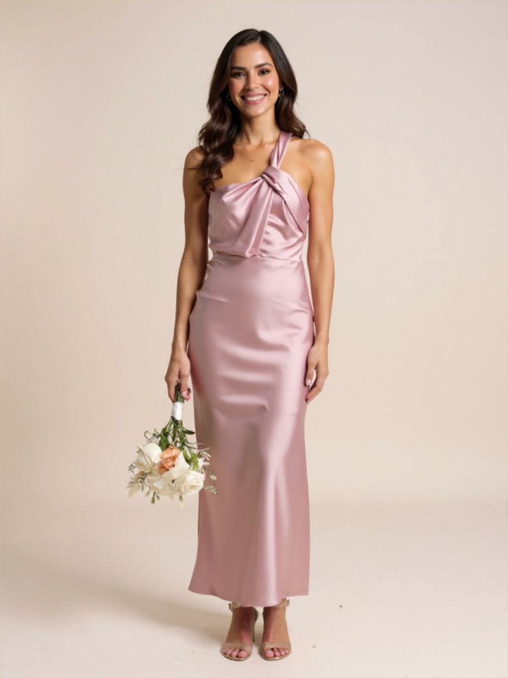 Satin One Shoulder Dress