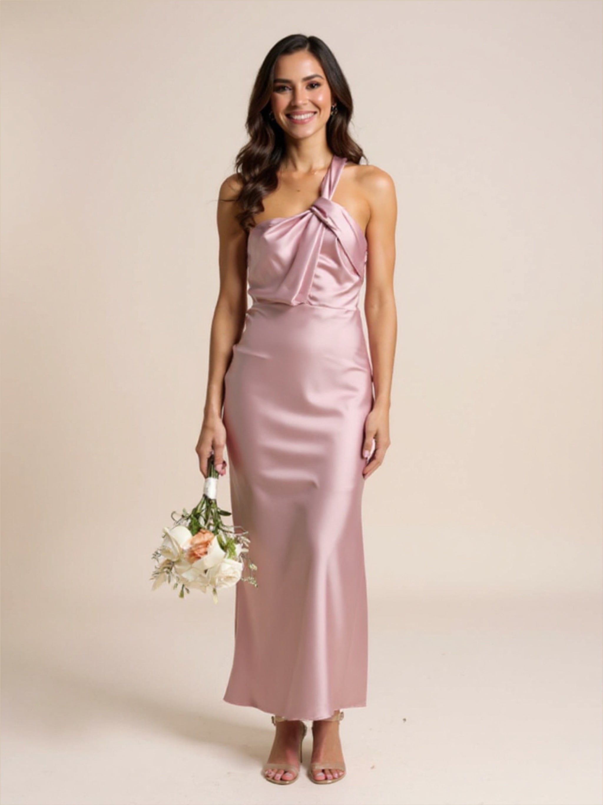 Satin One Shoulder Dress