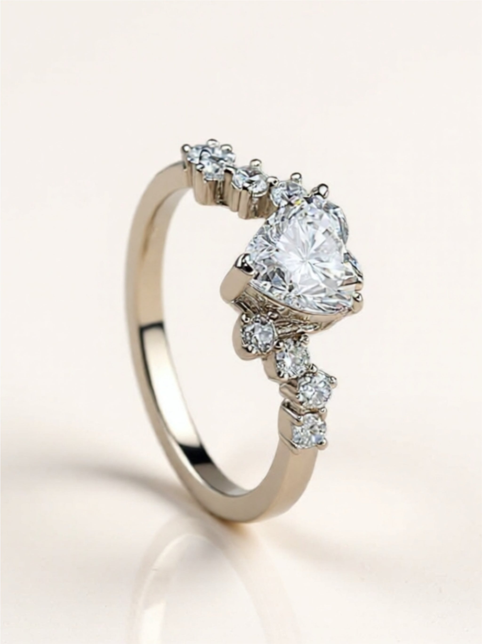 1 Carat Moissanite Heart 925 Sterling Silver Ring