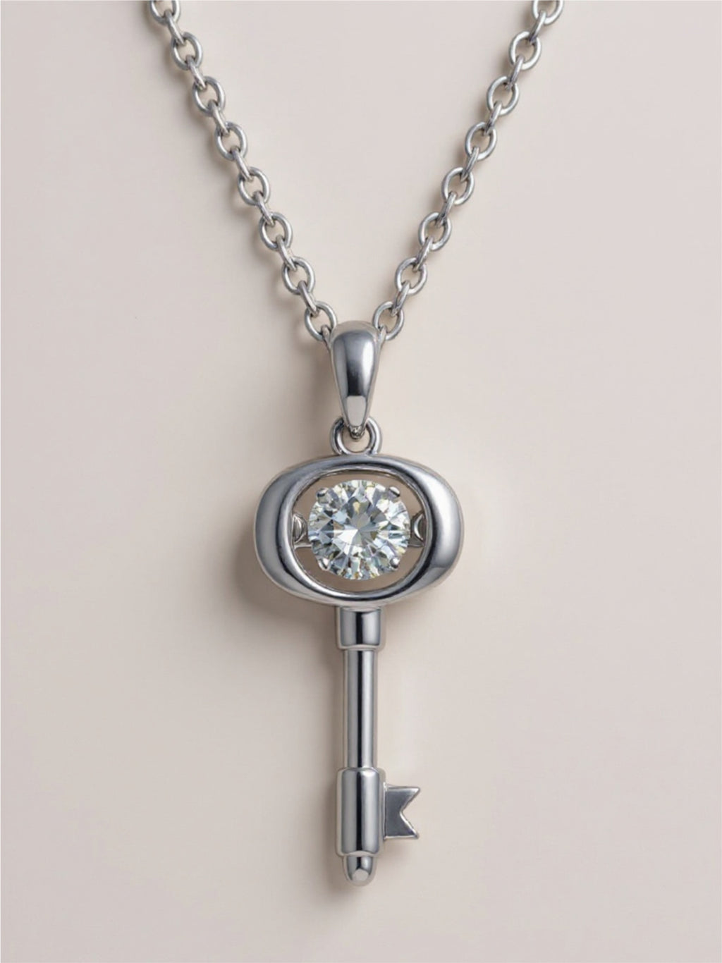 Moissanite Key 925 Sterling Silver Pendant Necklace