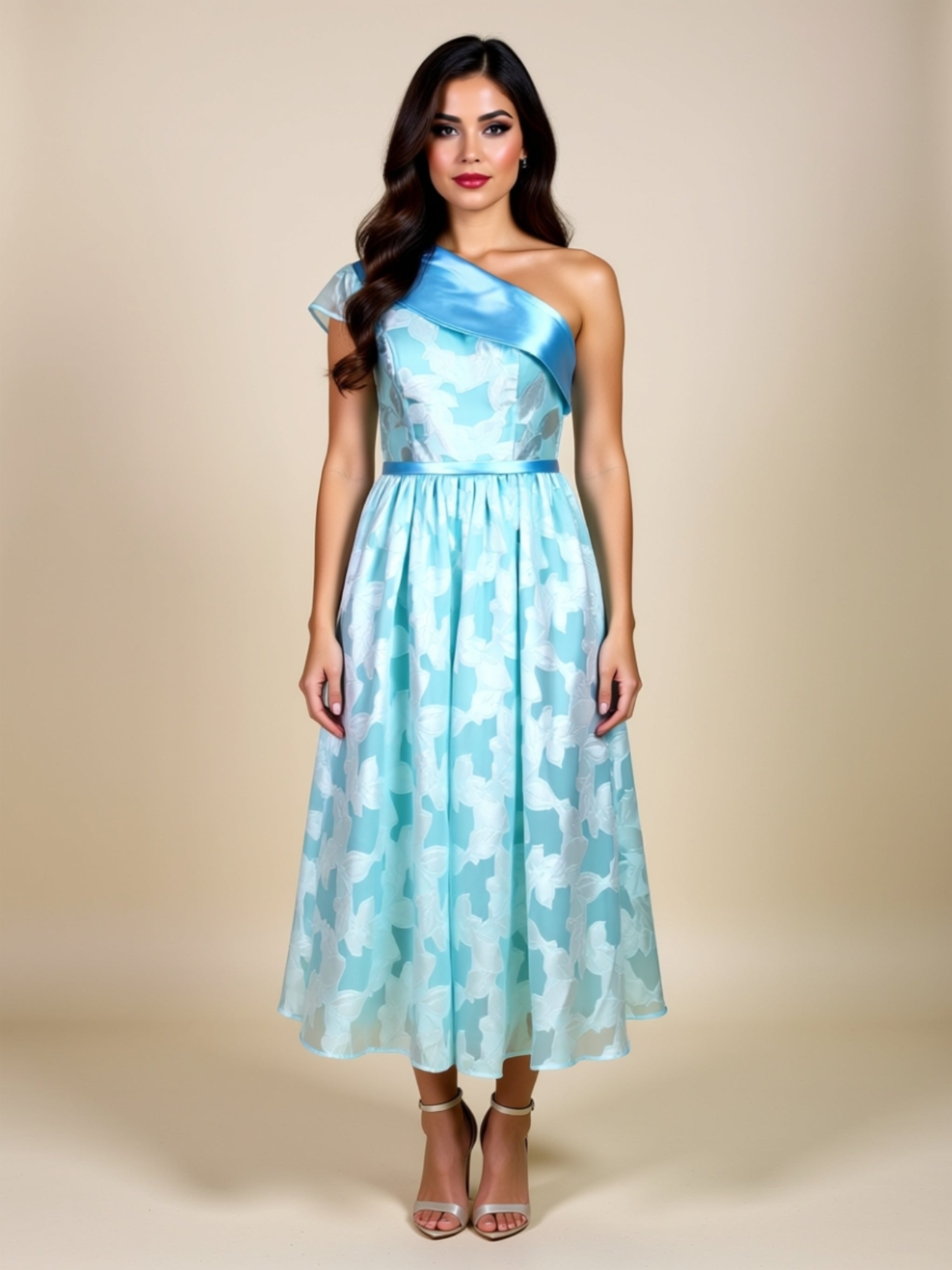 One‑Shoulder A‑Line Midi Dress