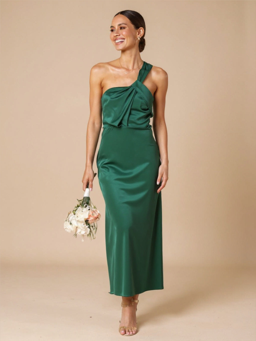 Satin One Shoulder Dress