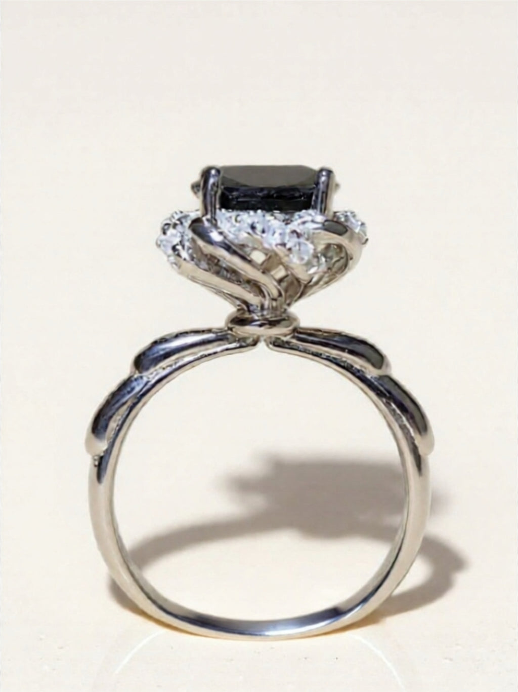 2 Carat Black Moissanite Floral 925 Sterling Silver Ring