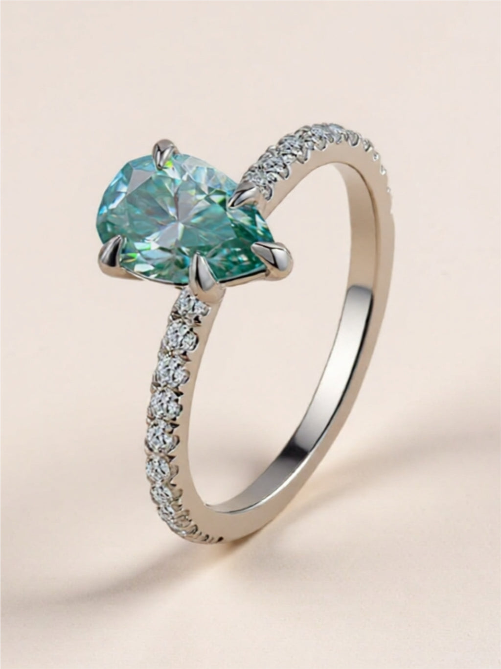 1.5 Carat Teardrop Moissanite 925 Sterling Silver Ring