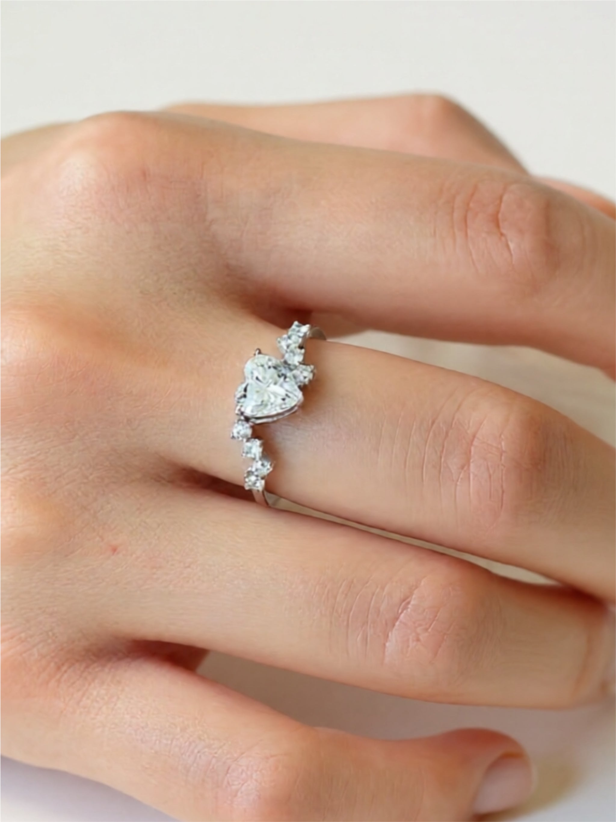 1 Carat Moissanite Heart 925 Sterling Silver Ring